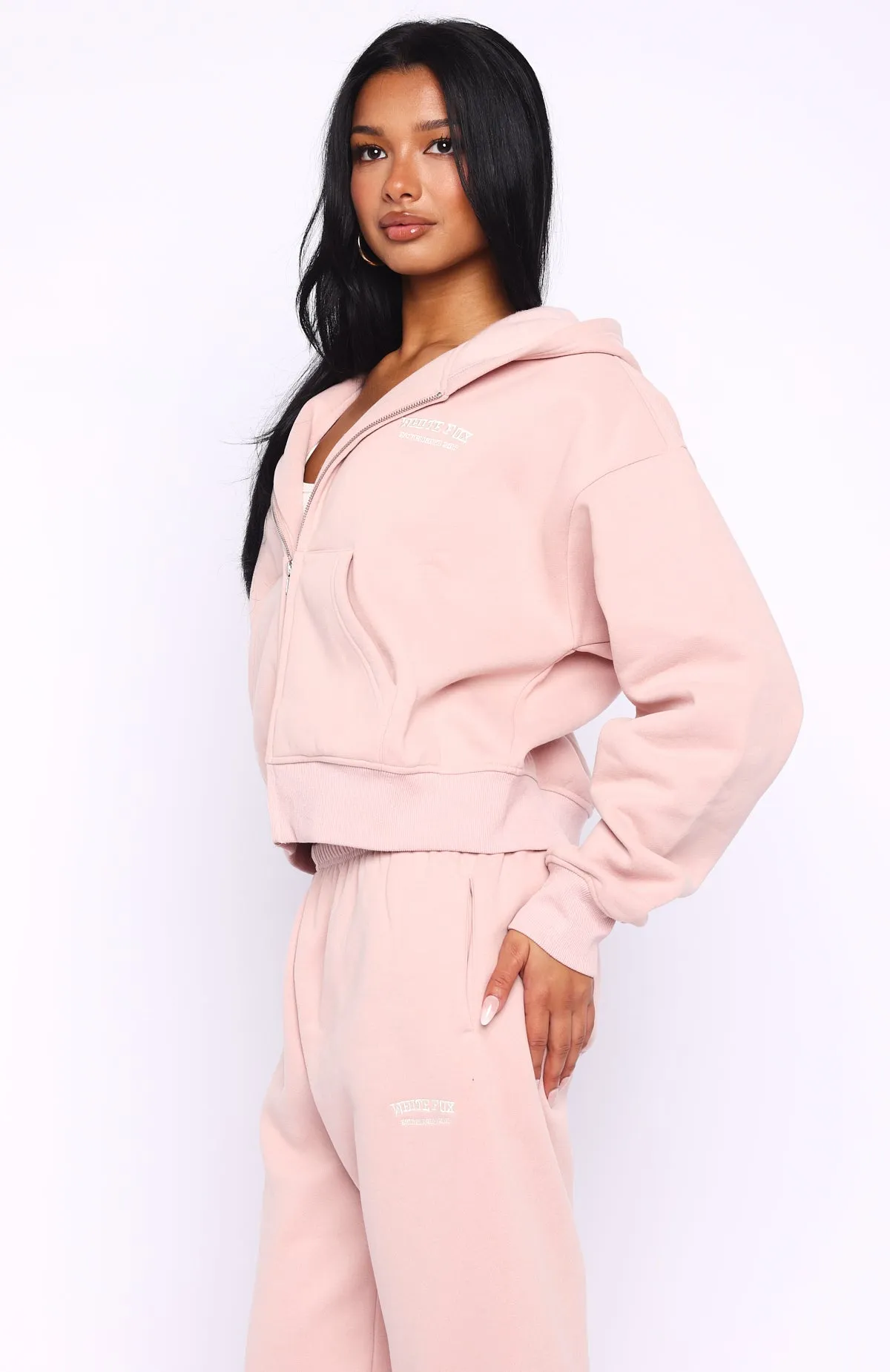 Can't Miss It Boxy Zip Front Hoodie Dusty Pink sold by White Fox Boutique product image thumbnail 3