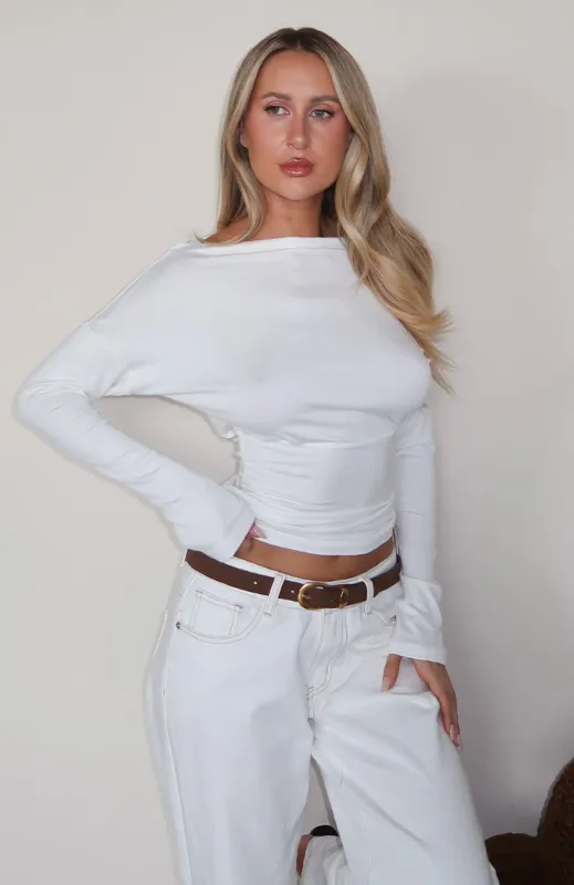 Another Time Long Sleeve Top White sold by White Fox Boutique