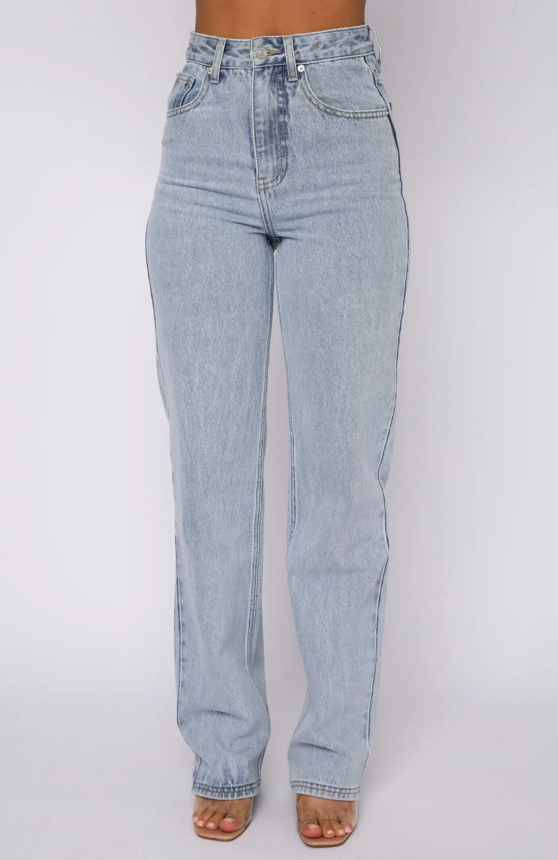 On Replay High Rise Straight Leg Jeans Ice Blue sold by White Fox Boutique product image thumbnail 2