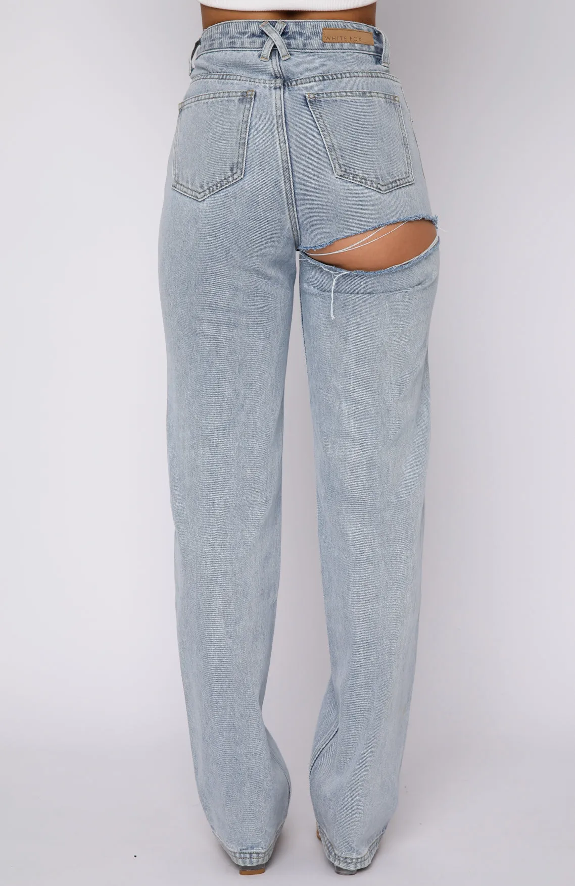 On Replay High Rise Straight Leg Jeans Ice Blue sold by White Fox Boutique product image thumbnail 4