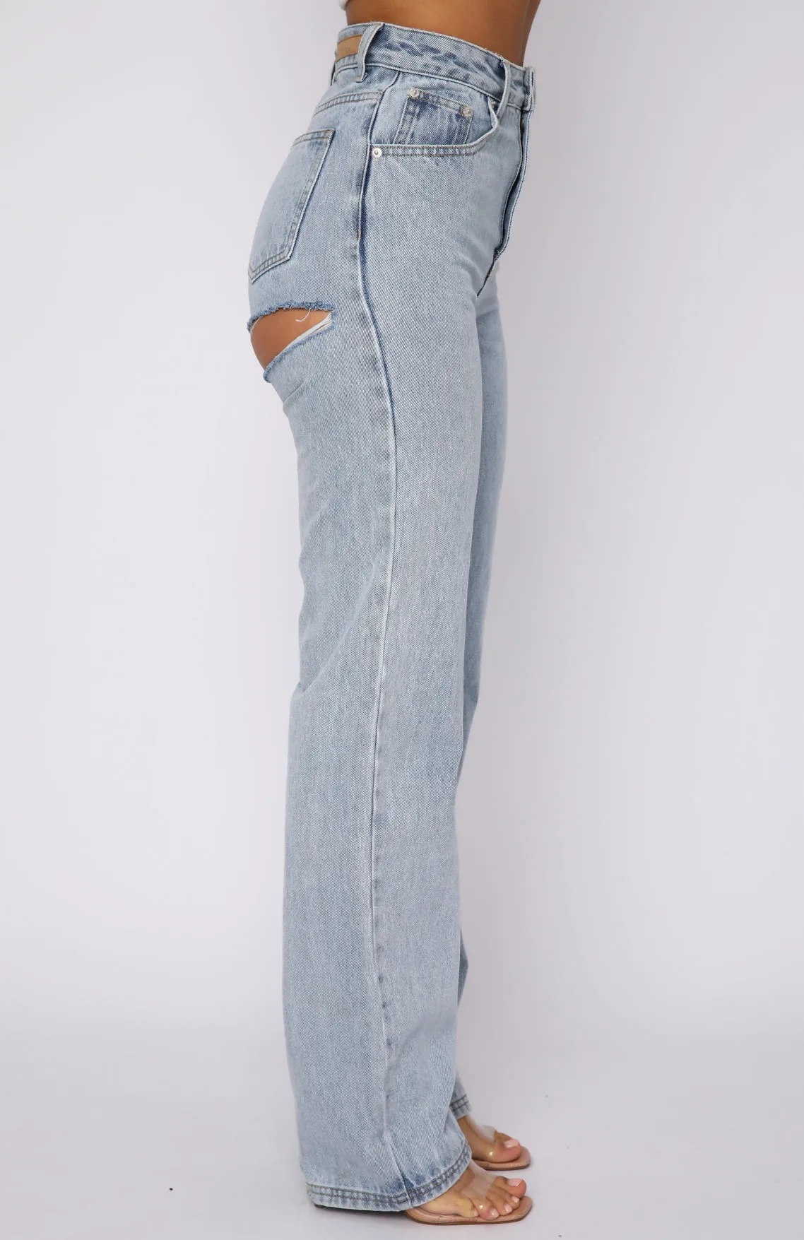 On Replay High Rise Straight Leg Jeans Ice Blue sold by White Fox Boutique product image thumbnail 3