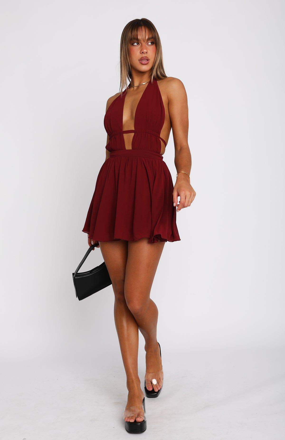 Let You Know Mini Dress Wine sold by White Fox Boutique product image thumbnail 5