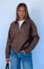 Come Together PU Jacket Chocolate sold by White Fox Boutique