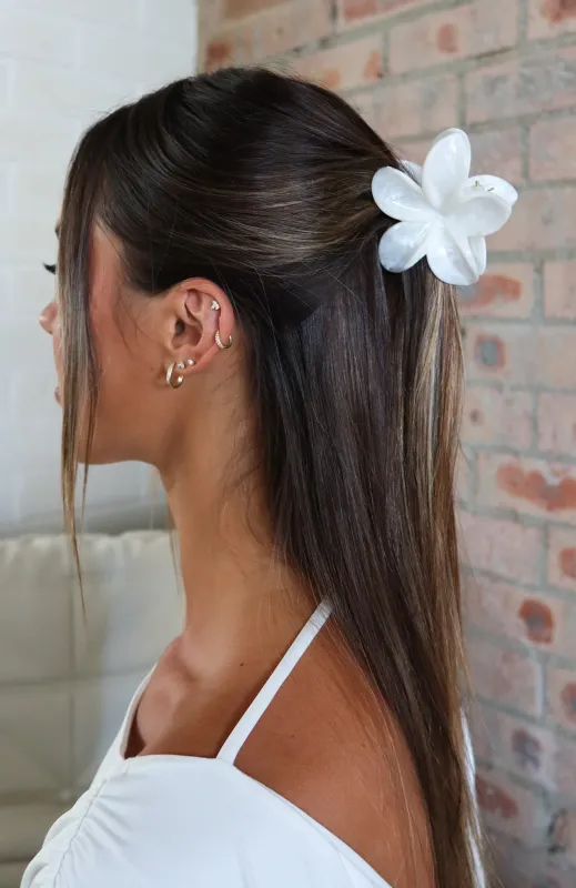 Floral Charm Hair Clip White Marble sold by White Fox Boutique