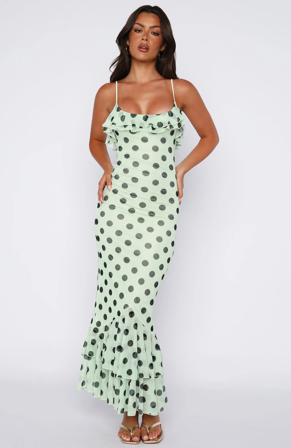 Amped Up Midi Dress Melon/Black Polka Dot sold by White Fox Boutique product image thumbnail 2