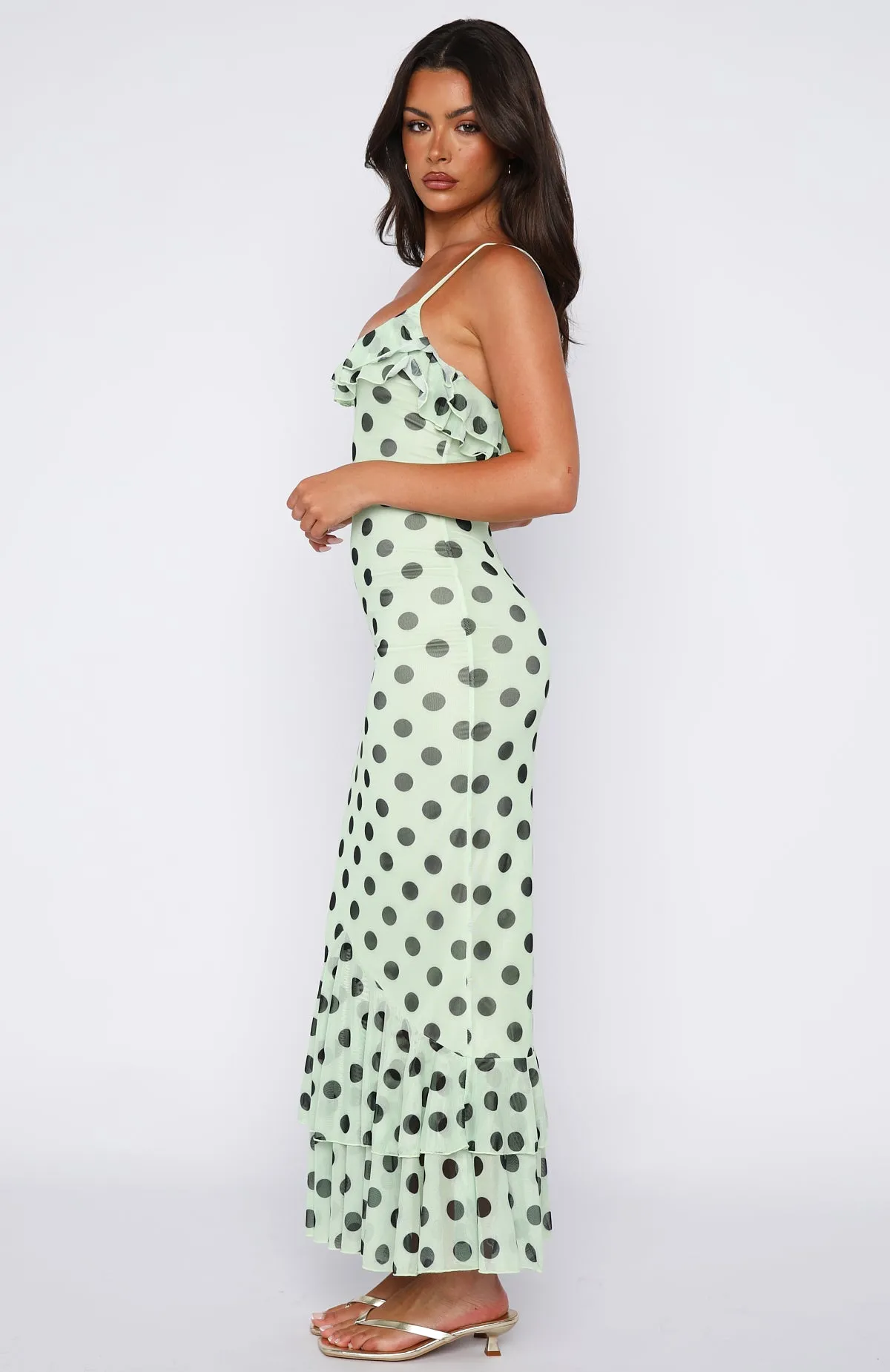 Amped Up Midi Dress Melon/Black Polka Dot sold by White Fox Boutique product image thumbnail 3