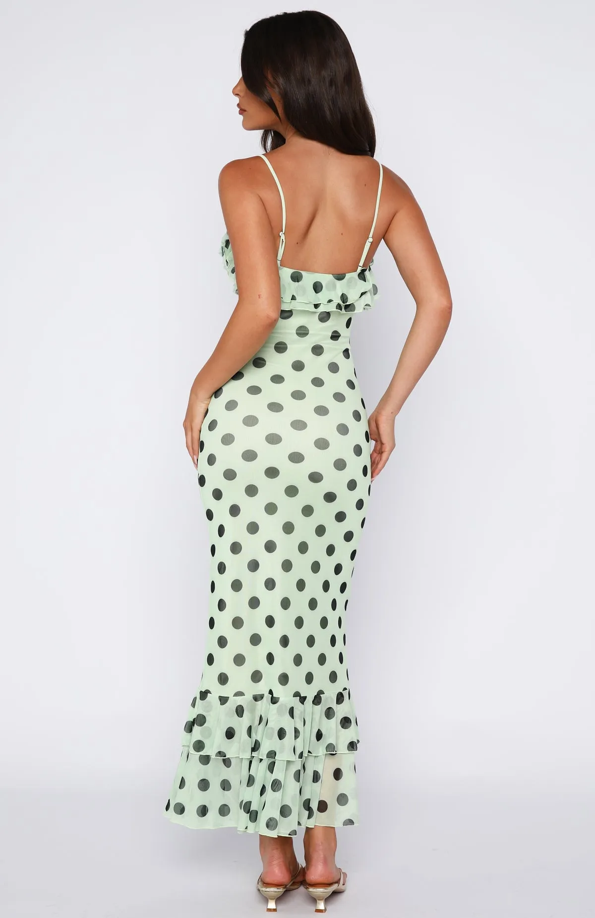Amped Up Midi Dress Melon/Black Polka Dot sold by White Fox Boutique product image thumbnail 4