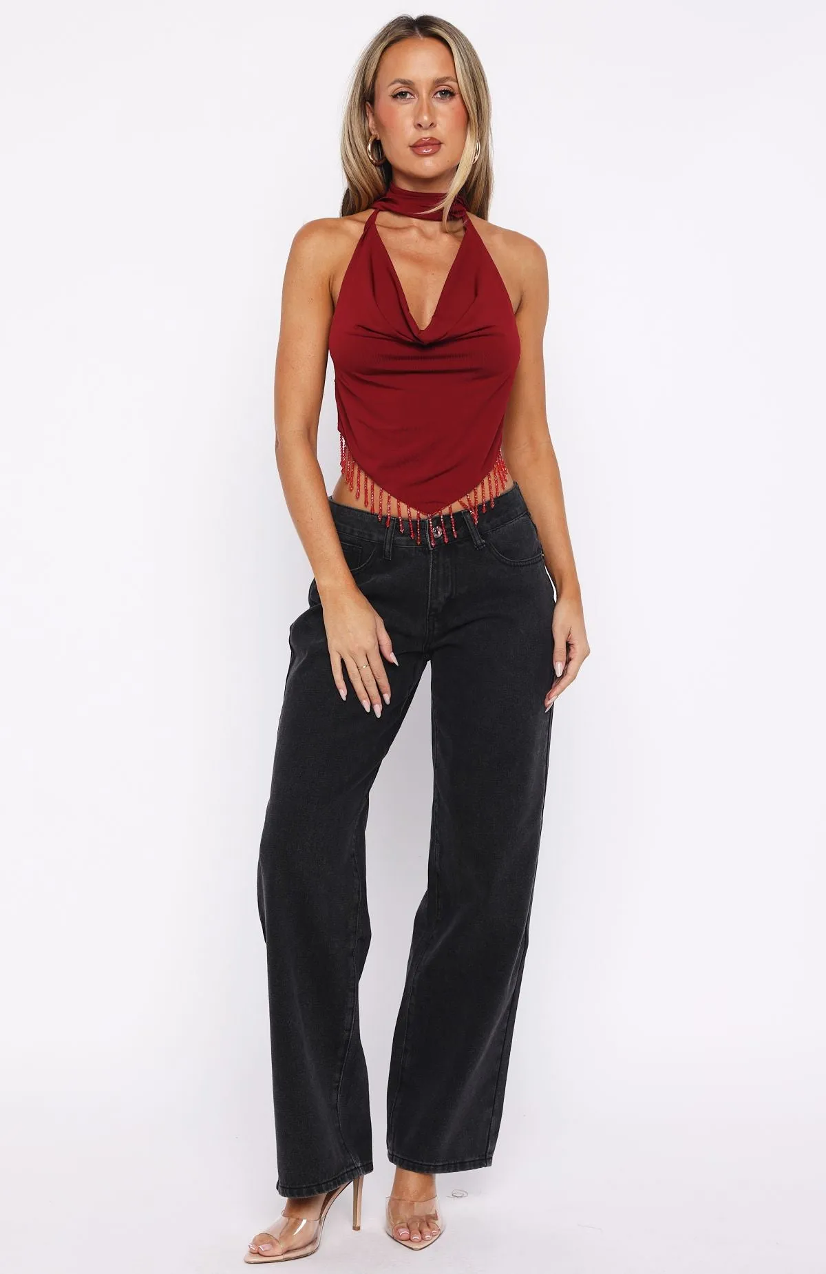 Eyes For You Halter Top Dark Red sold by White Fox Boutique product image thumbnail 5