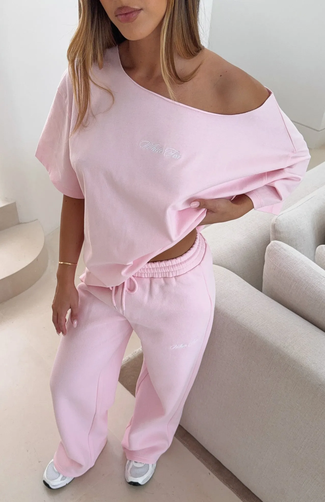 Wishing For It Off Shoulder Oversized Tee Posy sold by White Fox Boutique