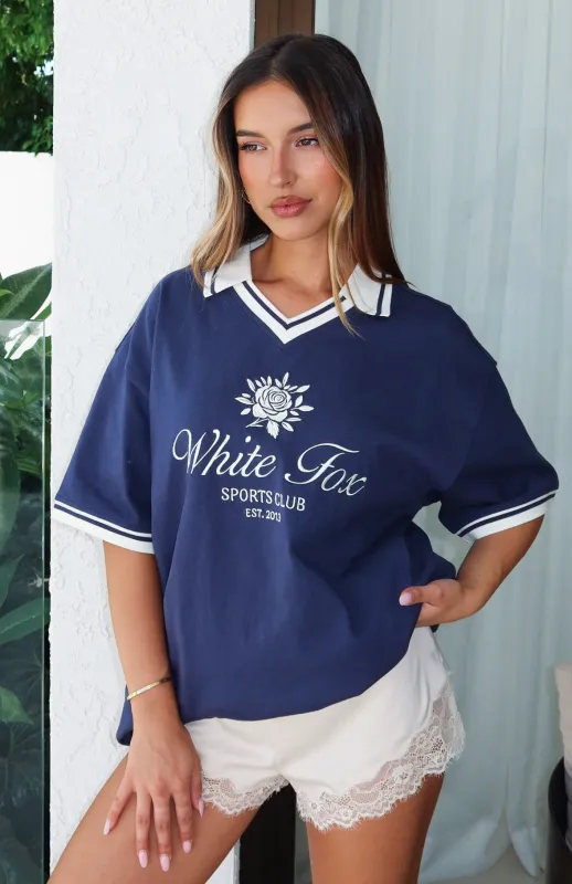 Along The Way Oversized Jersey Navy sold by White Fox Boutique