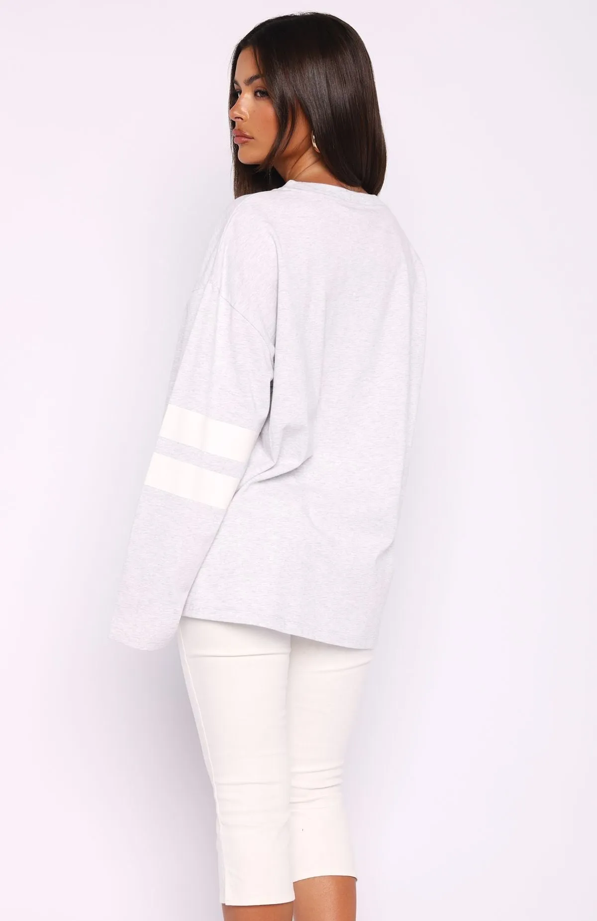 Playing Ball Oversized Long Sleeve Tee Grey Marle sold by White Fox Boutique product image thumbnail 4