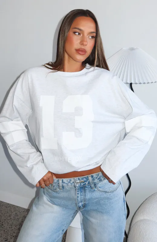 Playing Ball Oversized Long Sleeve Tee Grey Marle sold by White Fox Boutique