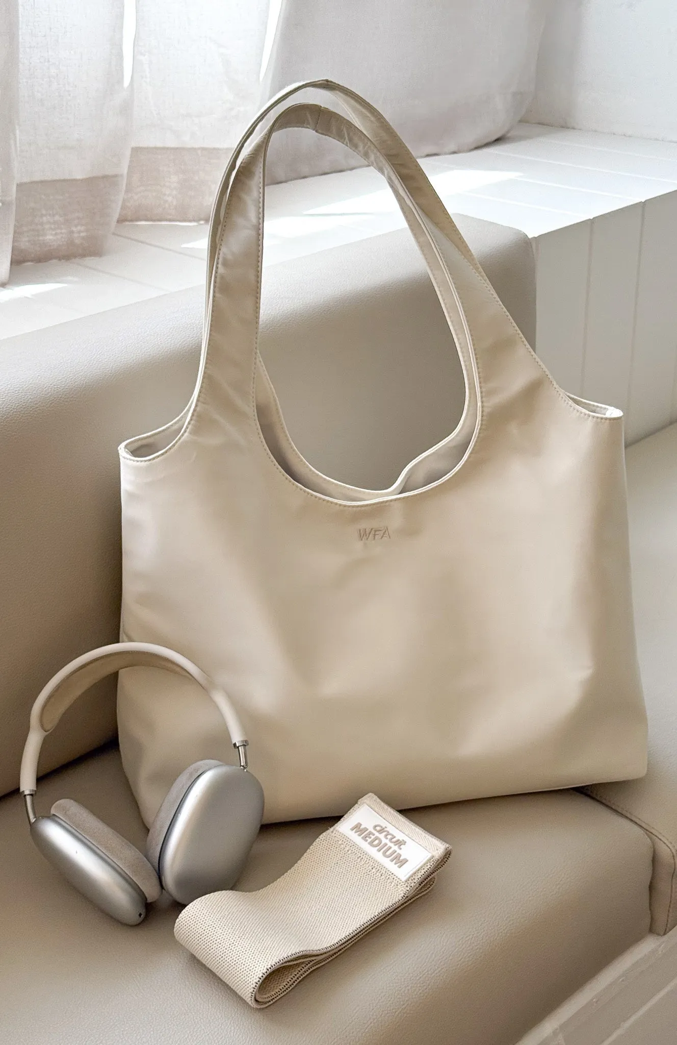 Maxton Nylon Shoulder Bag Cream sold by White Fox Boutique