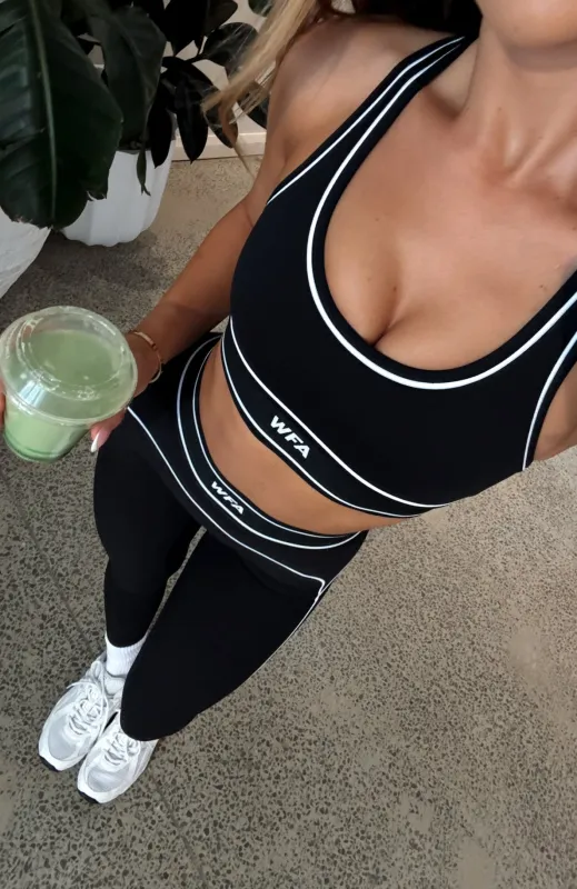 Regimen Sports Bra Black/White sold by White Fox Boutique