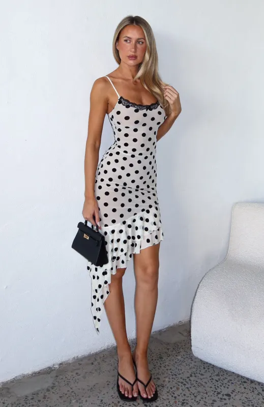 Ritz And Romance Midi Dress Cream Polka Dot sold by White Fox Boutique