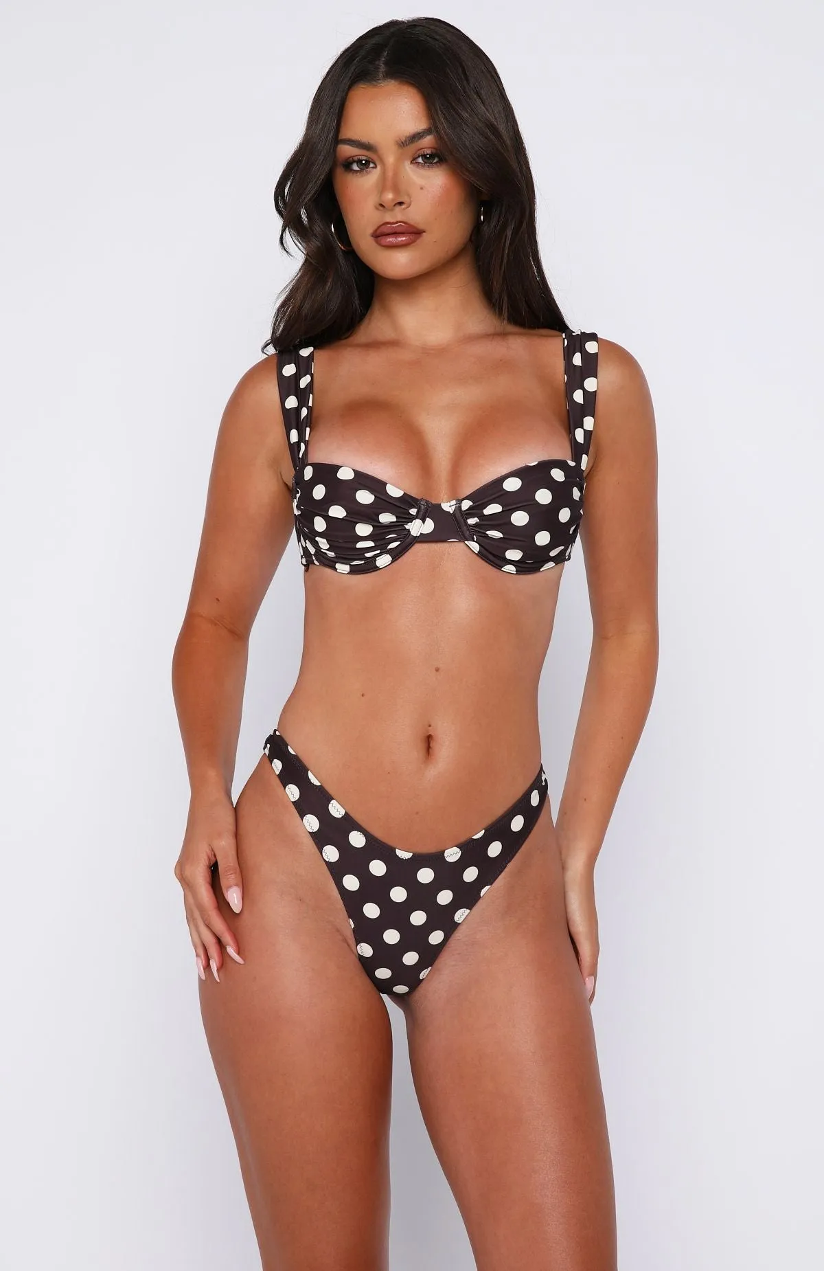 Balia Bikini Top Choc/Cream Polka Dot sold by White Fox Boutique product image thumbnail 4