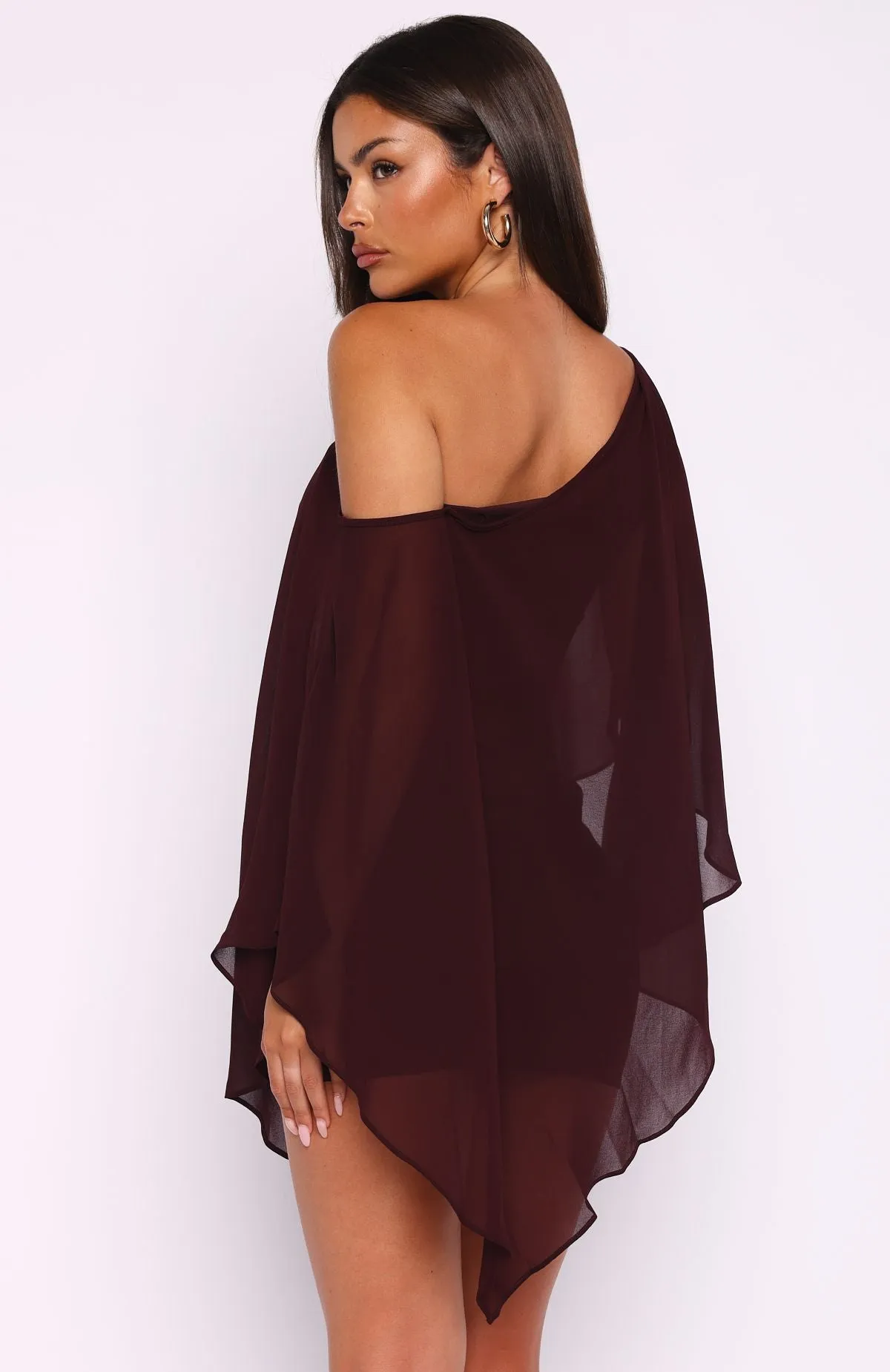 Just For Tonight One Shoulder Mini Dress Burgundy sold by White Fox Boutique product image thumbnail 4