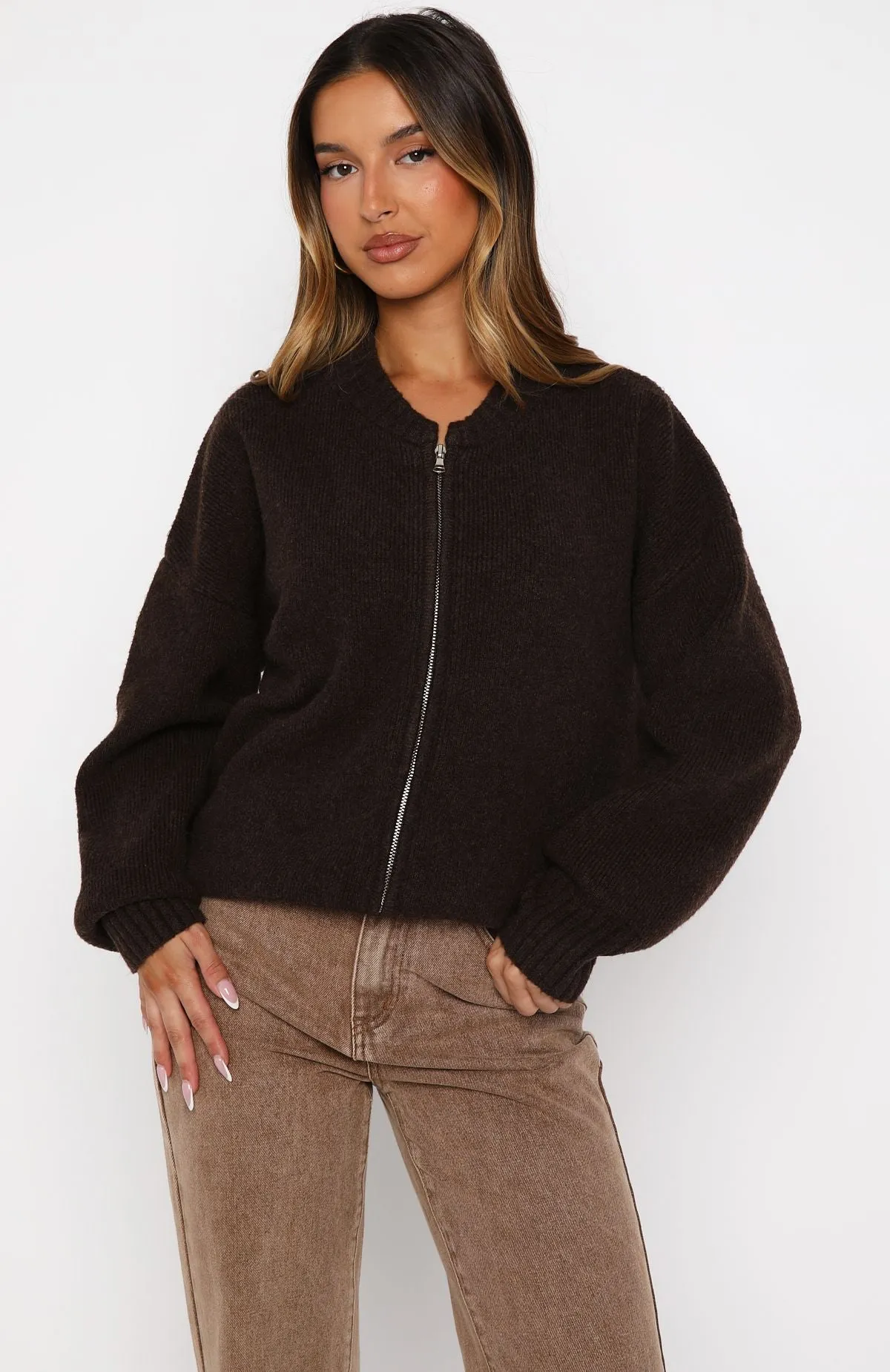 Unbreakable Bond Knit Jacket Chocolate sold by White Fox Boutique product image thumbnail 2