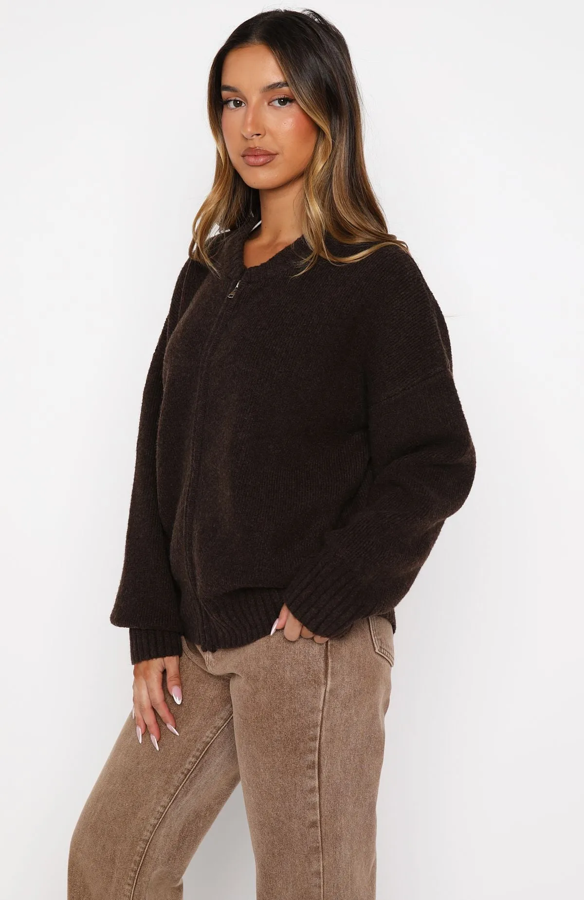 Unbreakable Bond Knit Jacket Chocolate sold by White Fox Boutique product image thumbnail 3