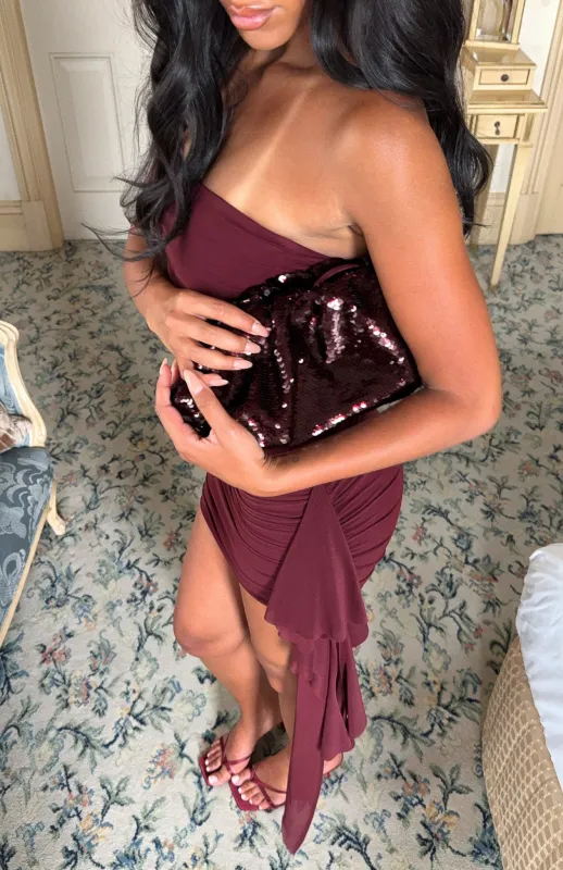 June Clutch Bag Burgundy sold by White Fox Boutique