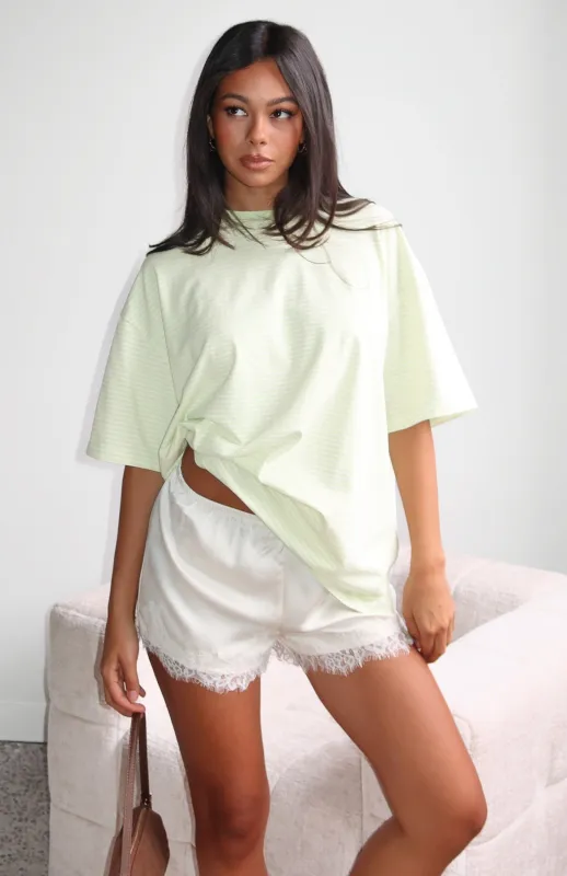 Touchdown Oversized Tee Lime Stripe sold by White Fox Boutique