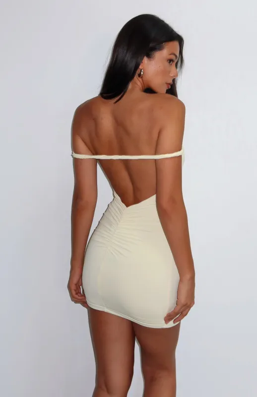 Appreciate You Off Shoulder Mini Dress Lemon sold by White Fox Boutique