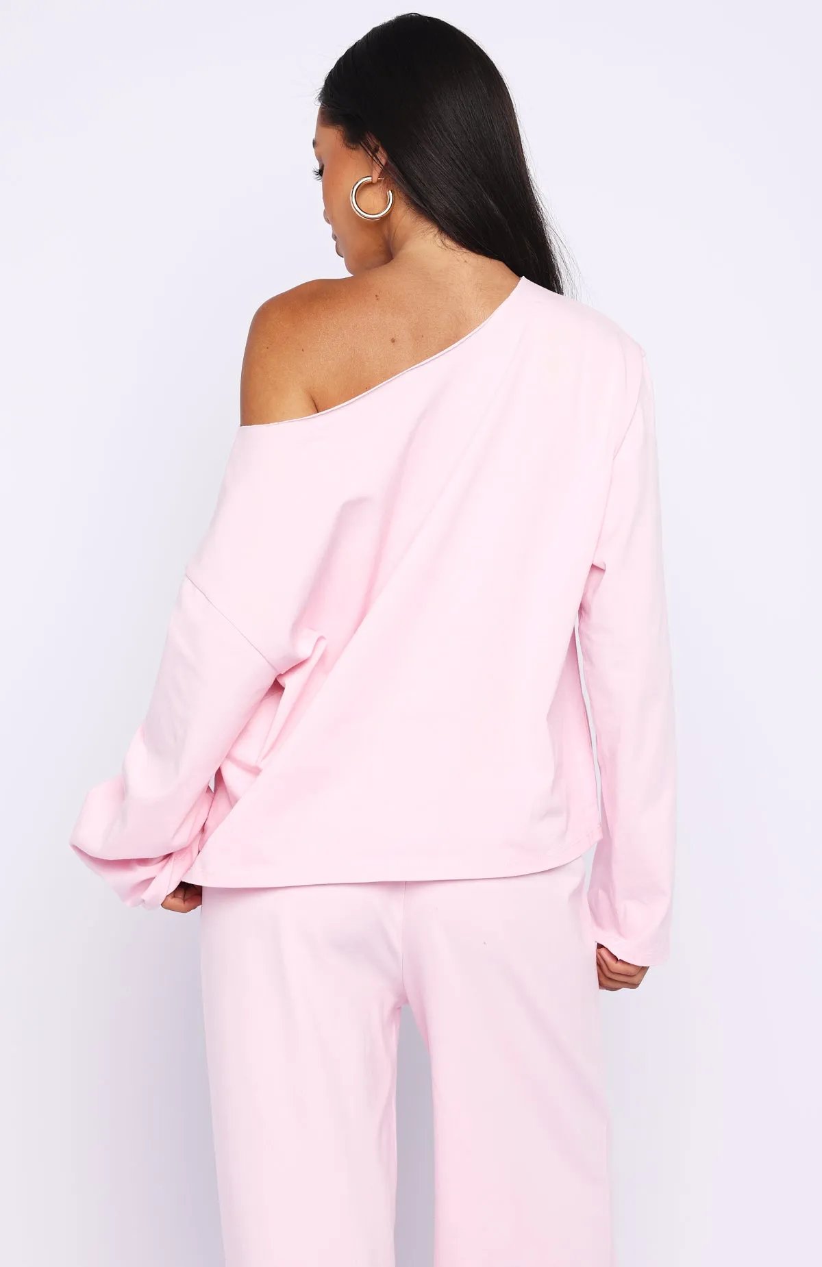 All A Dream Off Shoulder Oversized Long Sleeve Tee Pink sold by White Fox Boutique product image thumbnail 4
