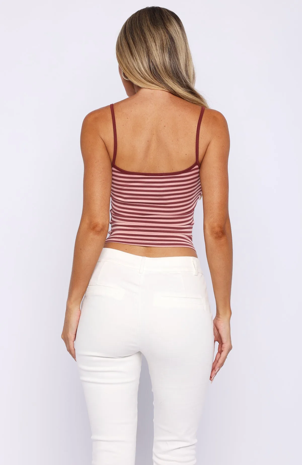 Just Let It Go Singlet Pink Stripe sold by White Fox Boutique product image thumbnail 4