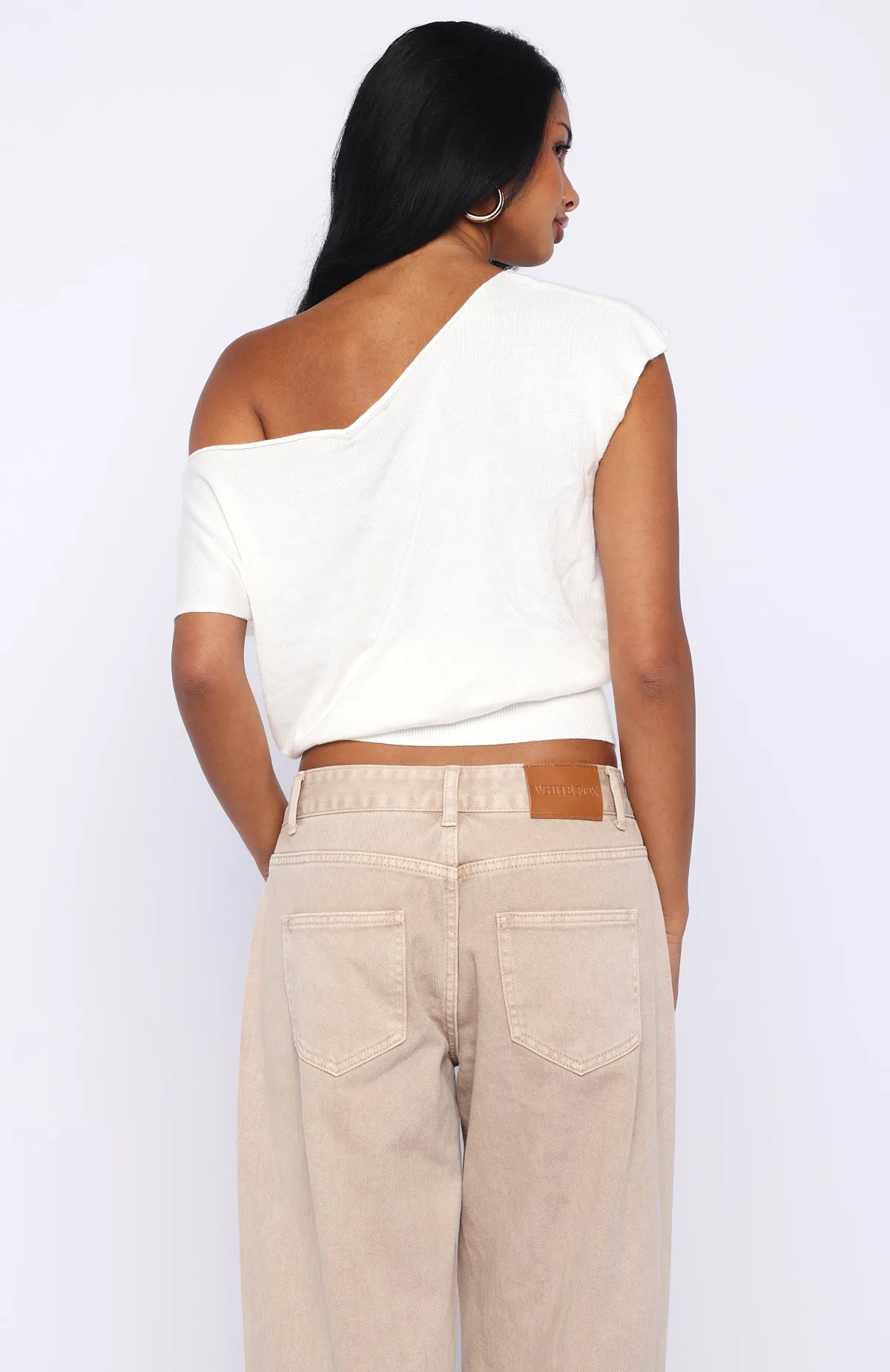 Can't Change My Mind Off Shoulder Cinched Top Off White sold by White Fox Boutique product image thumbnail 3