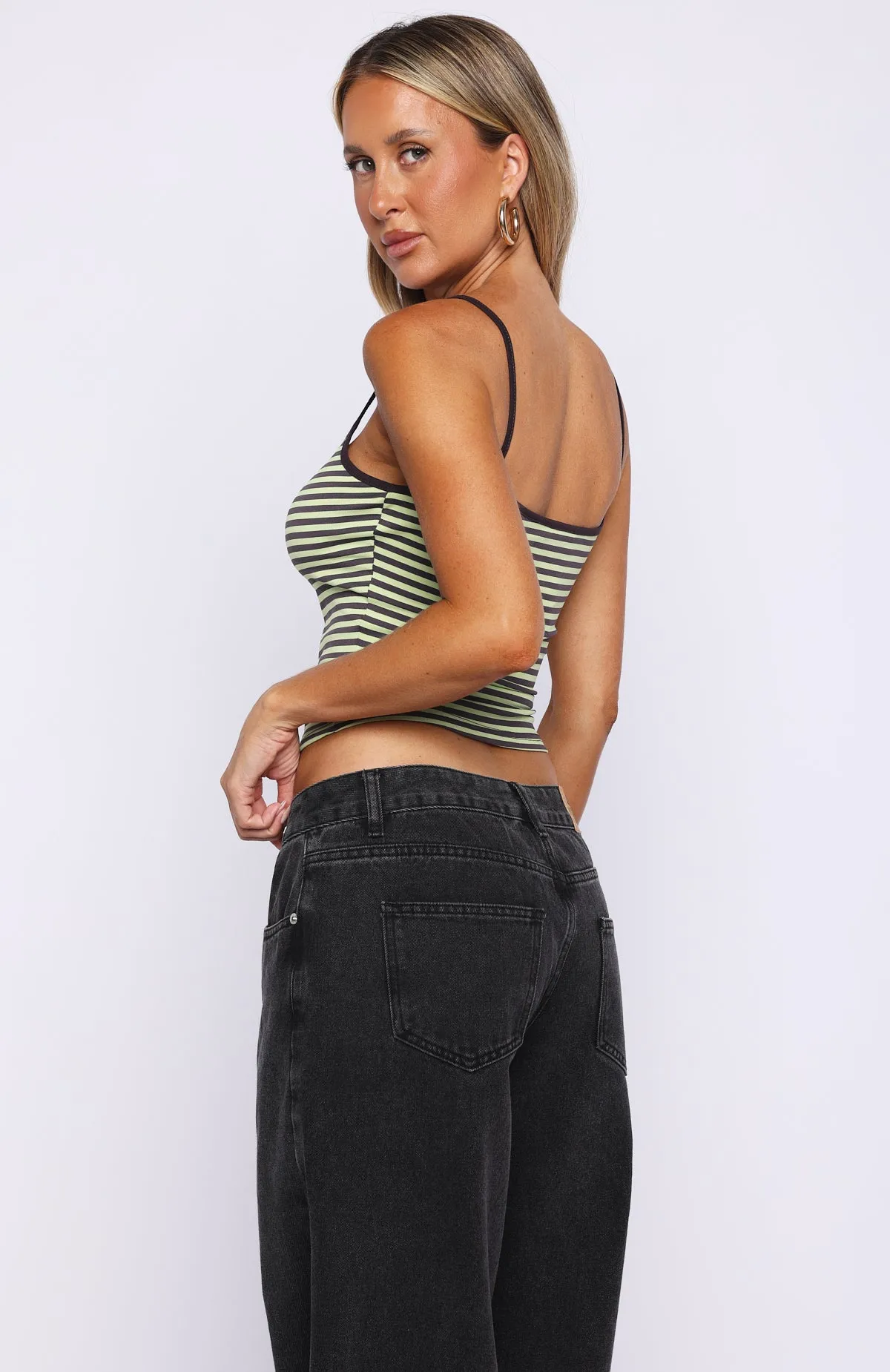 Just Let It Go Singlet Green/Plum Stripe sold by White Fox Boutique product image thumbnail 4