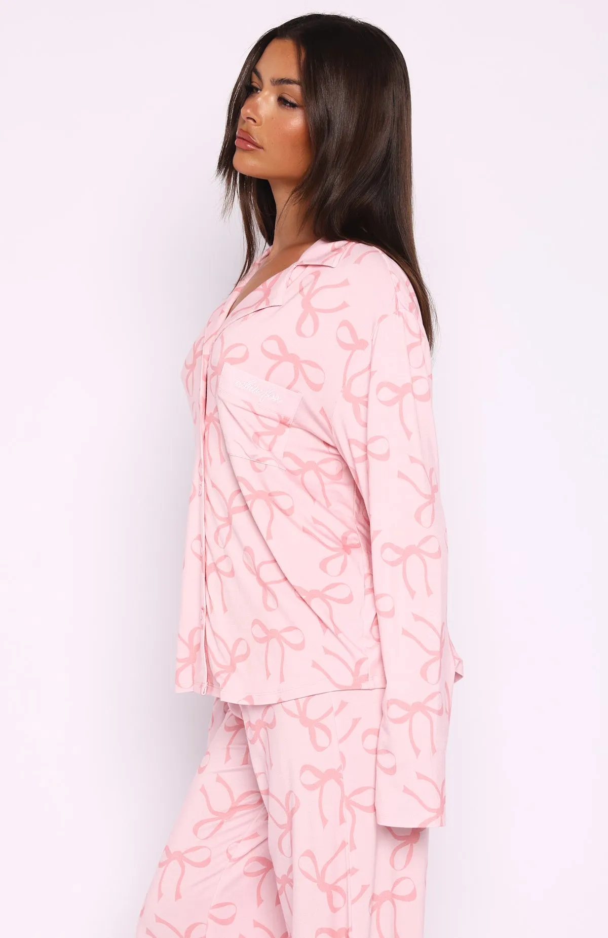 Pillow Talk Printed Long Sleeve Pyjama Set Posy Bow sold by White Fox Boutique product image thumbnail 3