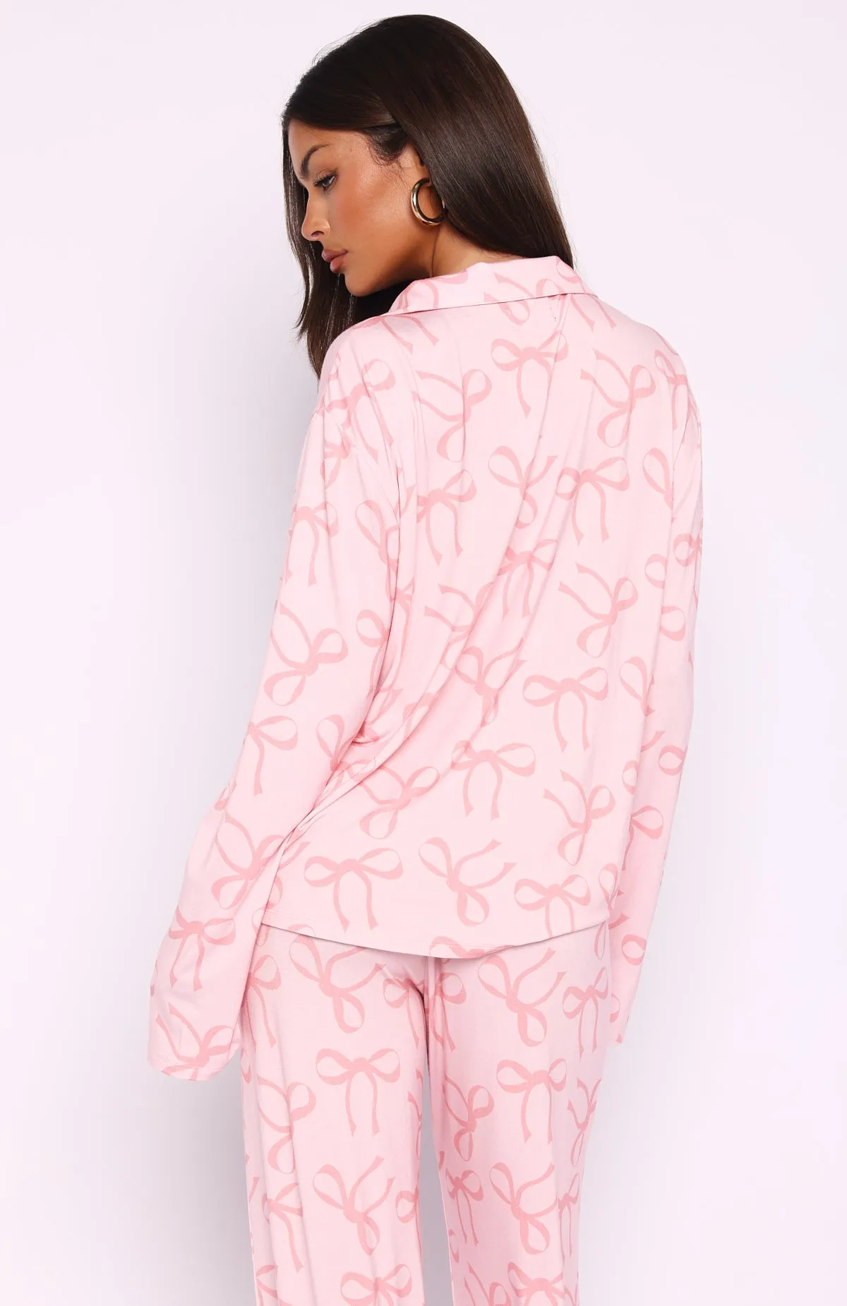 Pillow Talk Printed Long Sleeve Pyjama Set Posy Bow sold by White Fox Boutique product image thumbnail 4