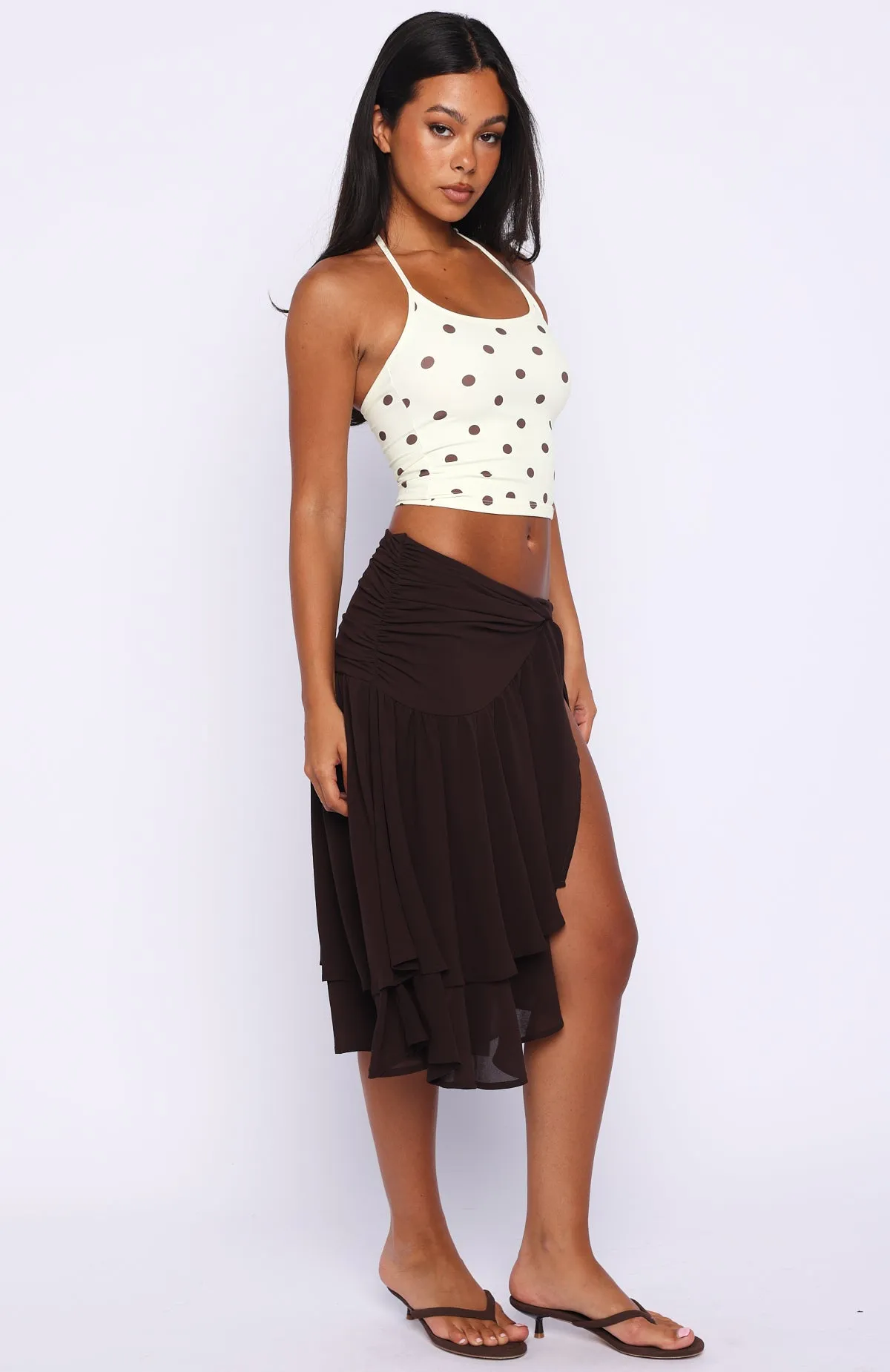 Just Keep Watching Midi Skirt Chocolate sold by White Fox Boutique product image thumbnail 2