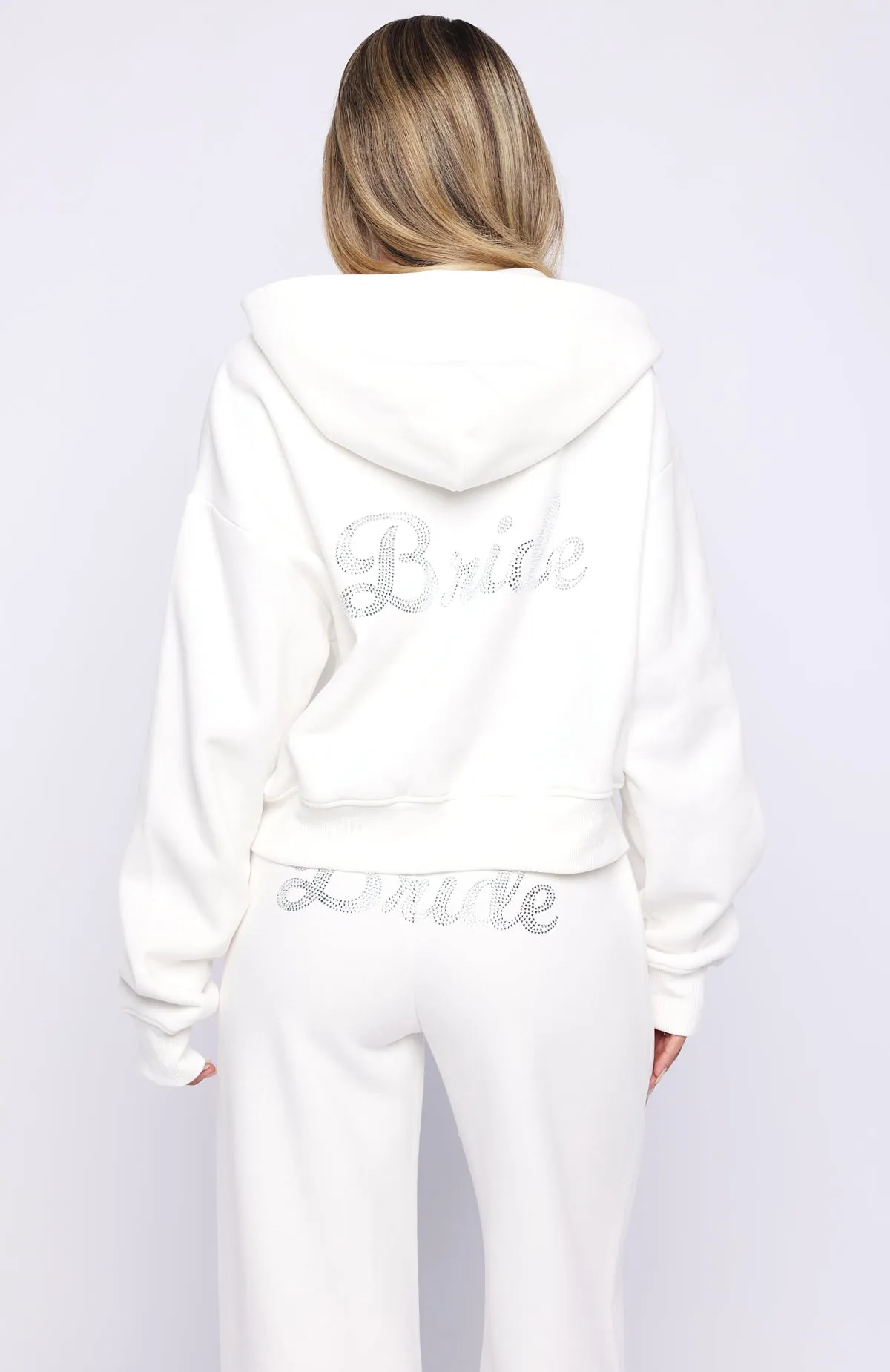 The Bride Boxy Zip Front Hoodie White sold by White Fox Boutique product image thumbnail 5