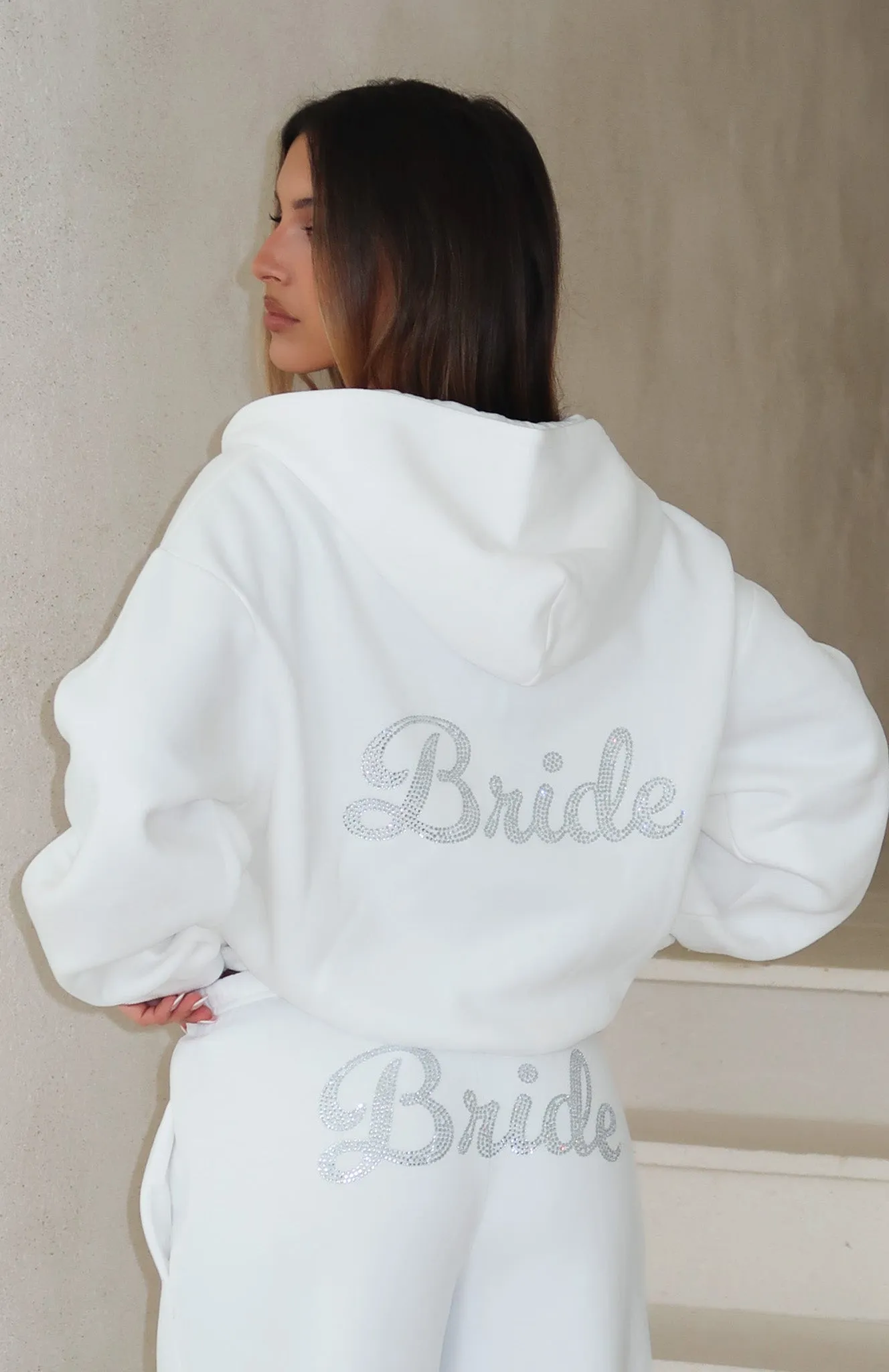 The Bride Boxy Zip Front Hoodie White sold by White Fox Boutique