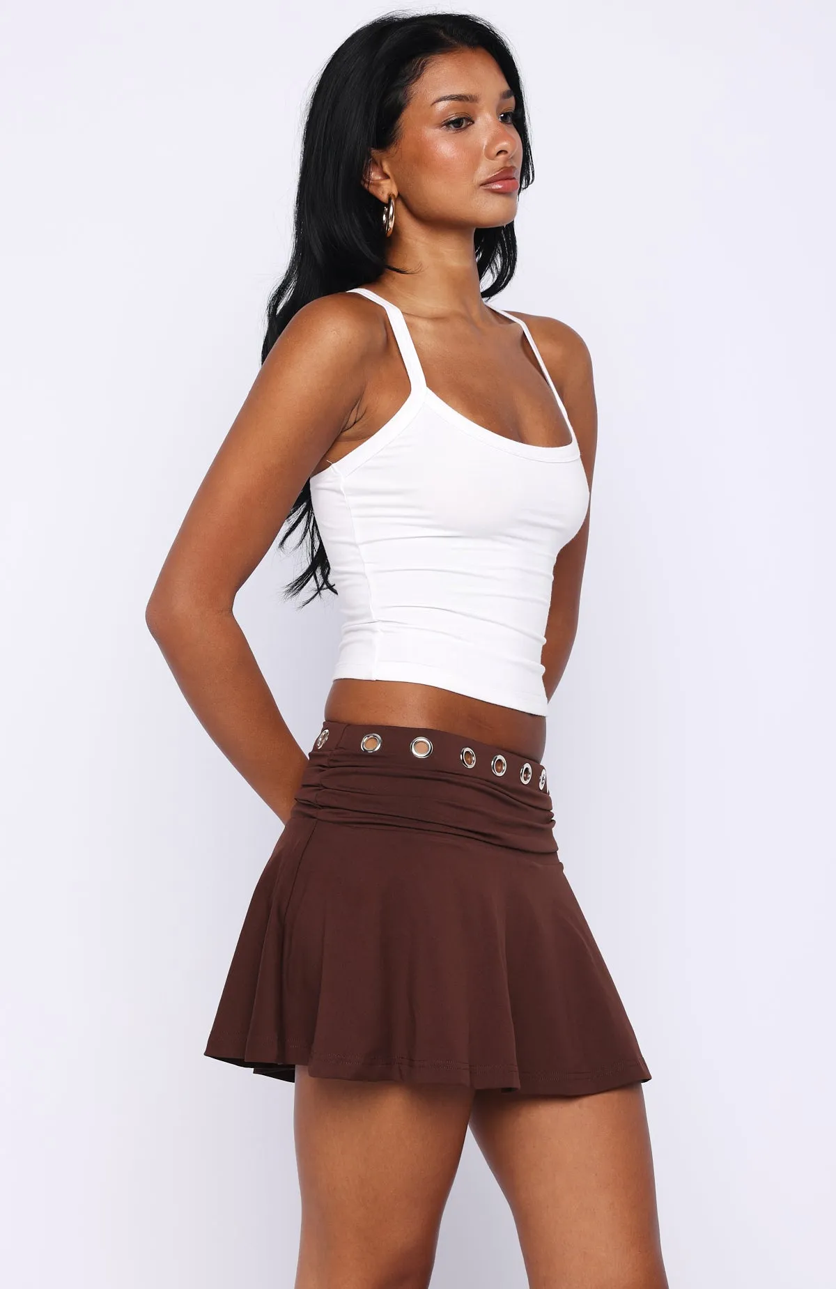 Sunset Avenue Mini Skirt Chocolate sold by White Fox Boutique product image thumbnail 3