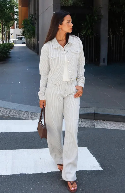 Bring The Style Low Rise Wide Leg Jeans Grey/White sold by White Fox Boutique