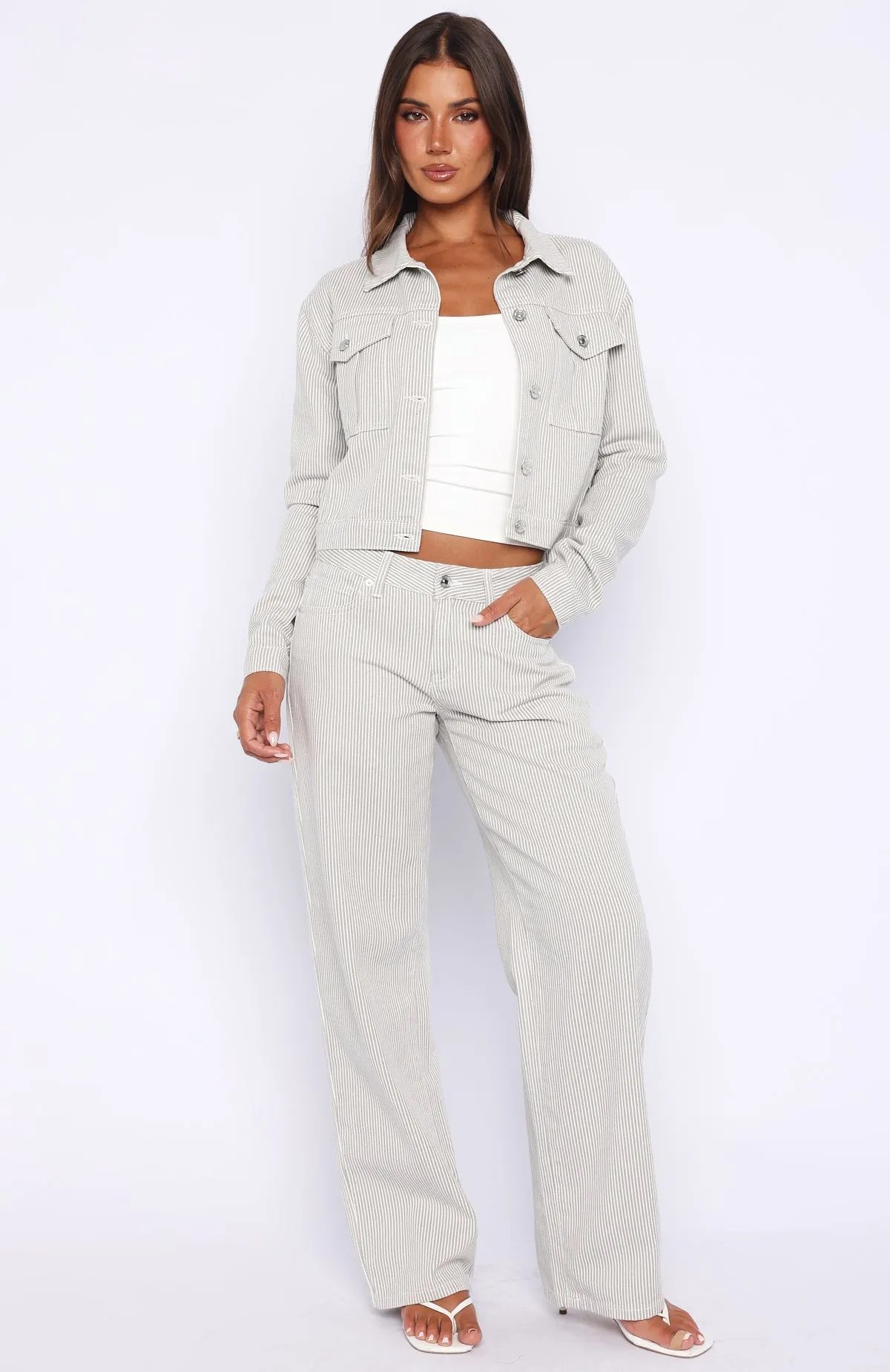 Bring The Style Low Rise Wide Leg Jeans Grey/White sold by White Fox Boutique product image thumbnail 2