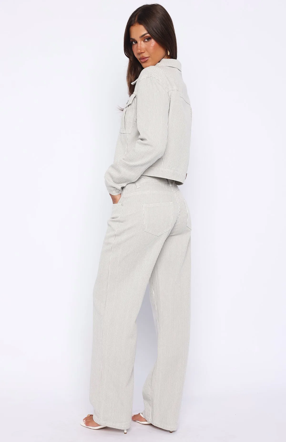 Bring The Style Low Rise Wide Leg Jeans Grey/White sold by White Fox Boutique product image thumbnail 4