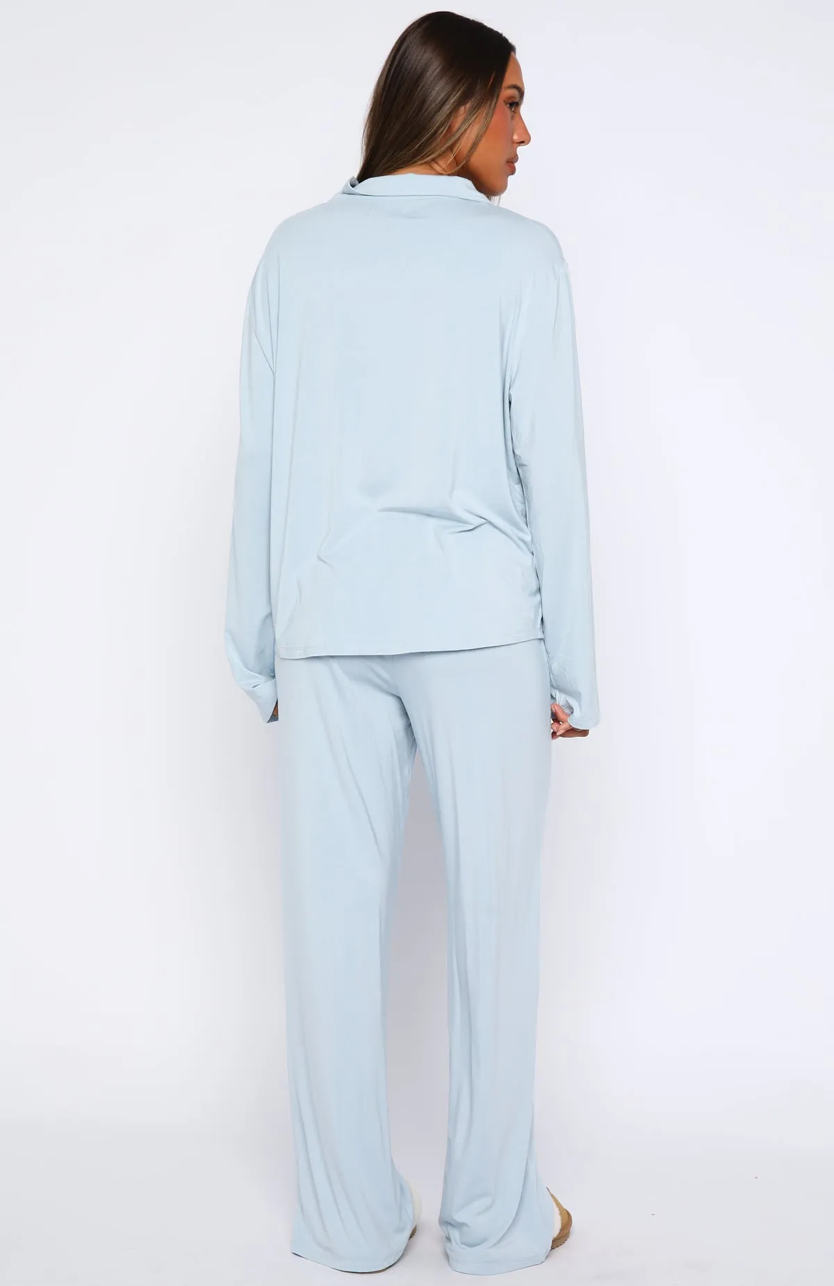 Pillow Talk Long Sleeve Pyjama Set Dusty Blue sold by White Fox Boutique product image thumbnail 4