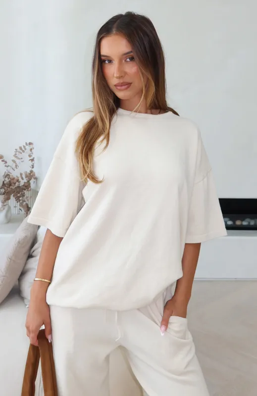 Rare Catch Knit Top Cream made by White Fox Boutique