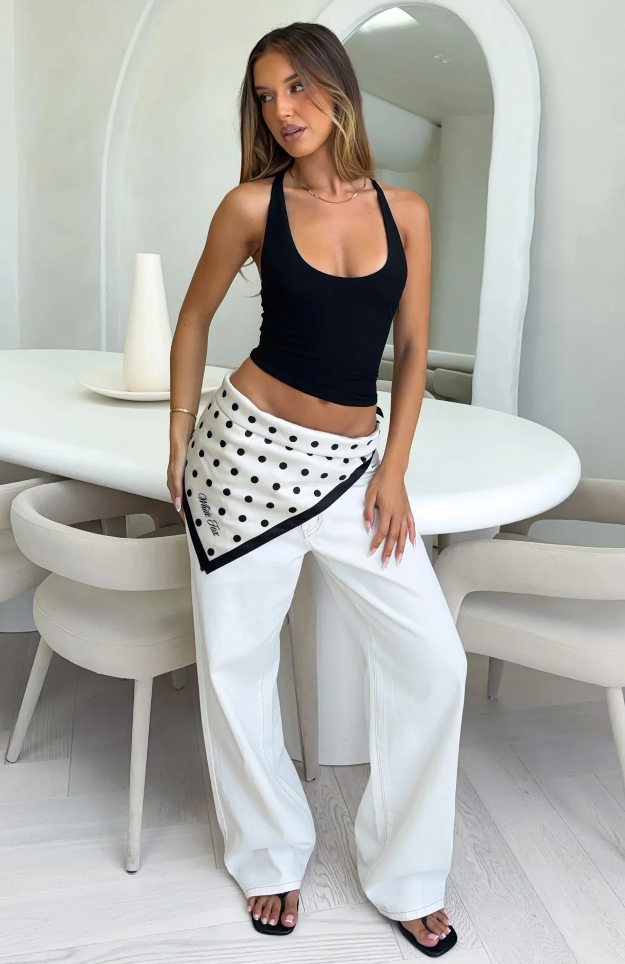 Wild Ones Scarf Cream Polka Dot sold by White Fox Boutique product image thumbnail 2