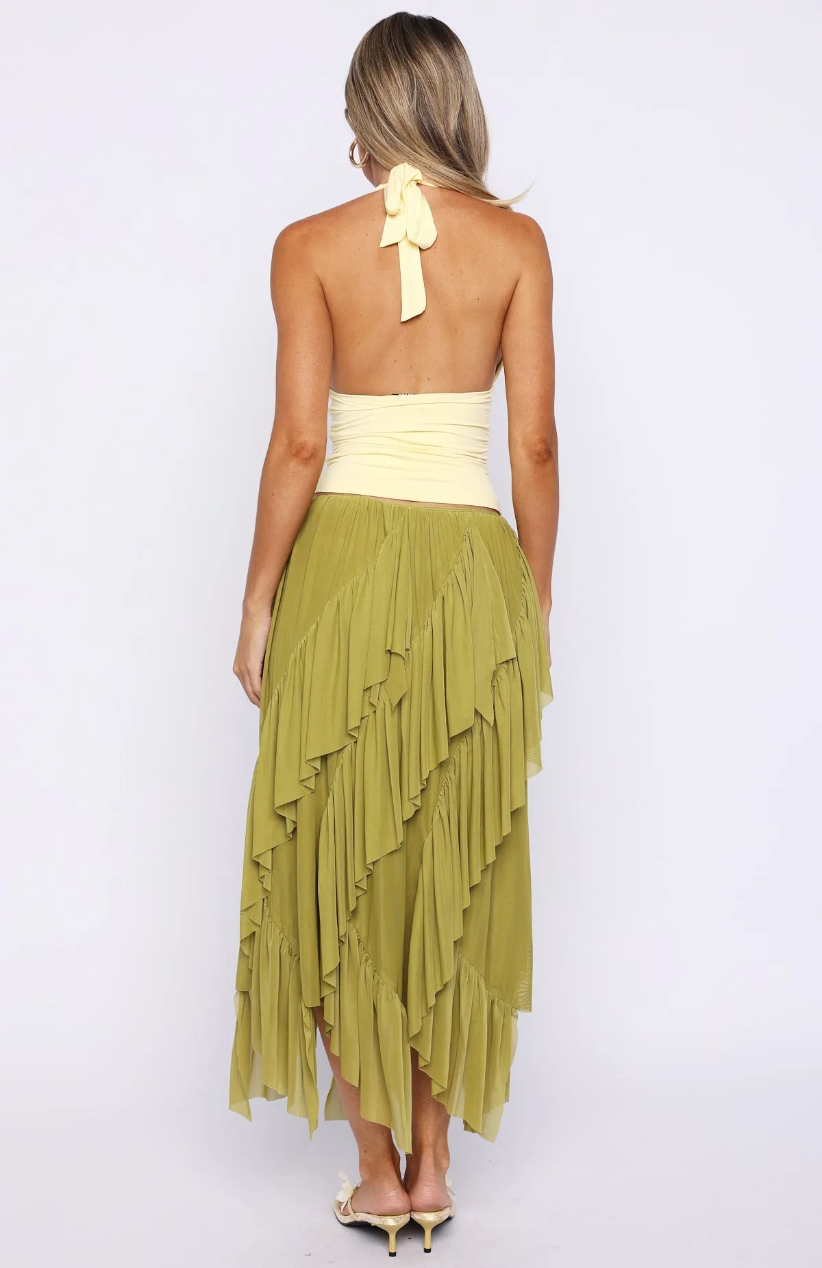 Sunset Strolls Midi Skirt Matcha sold by White Fox Boutique product image thumbnail 4