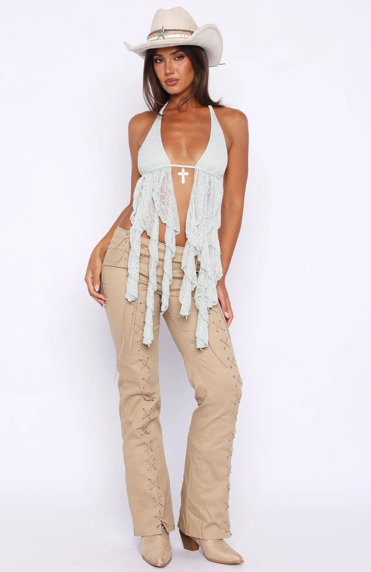 Bright Lights Halter Top Mist sold by White Fox Boutique product image thumbnail 5