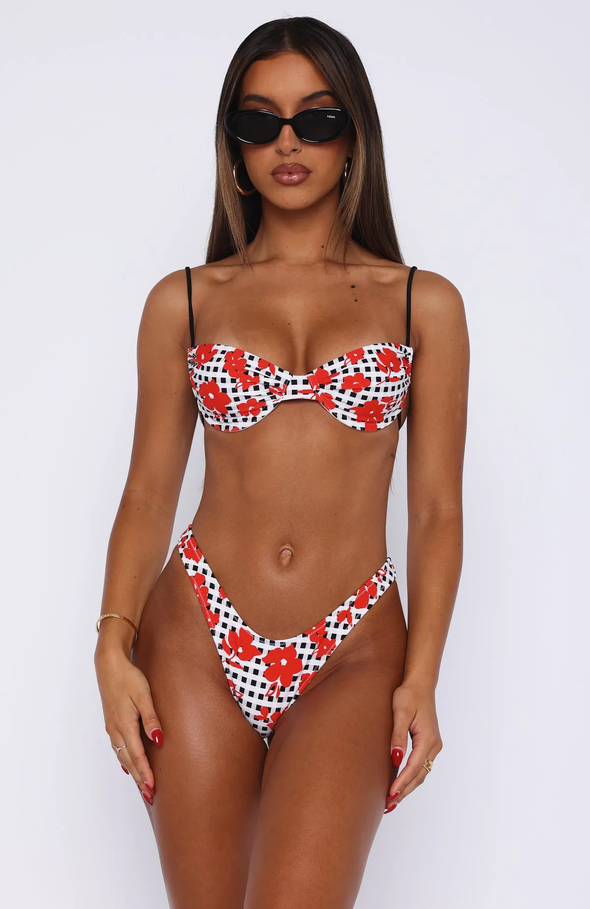 More Than A Dream Bikini Top Gingham Red Floral sold by White Fox Boutique product image thumbnail 4