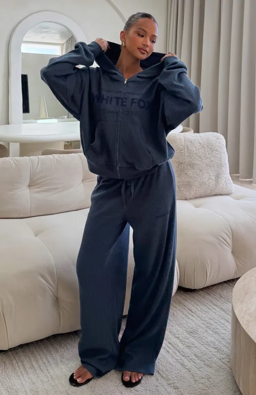 Leave Me Out Of It Waffle Wide Leg Sweatpants Navy sold by White Fox Boutique