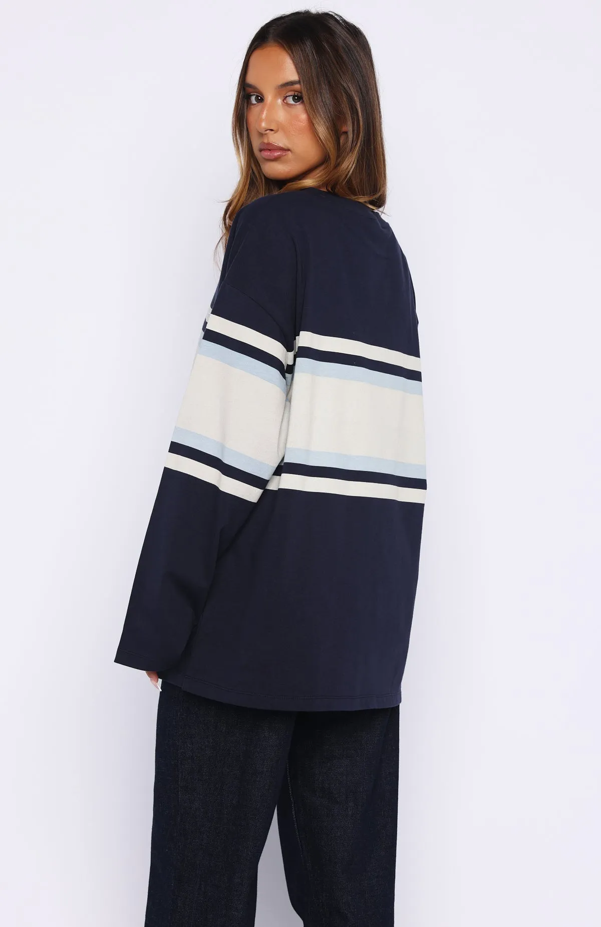 Too Cool For You Oversized Long Sleeve Tee Navy sold by White Fox Boutique product image thumbnail 4