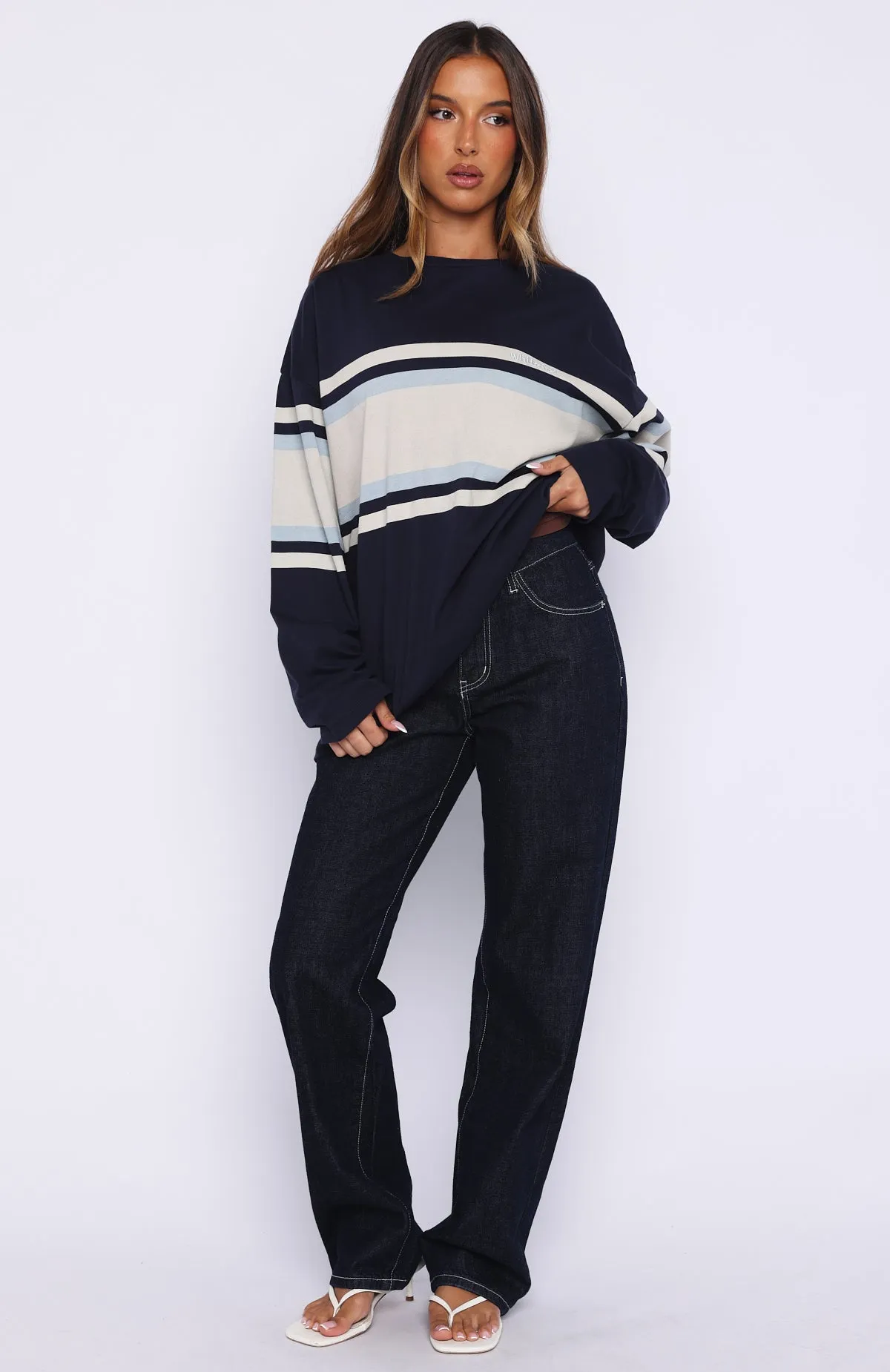 Too Cool For You Oversized Long Sleeve Tee Navy sold by White Fox Boutique product image thumbnail 5