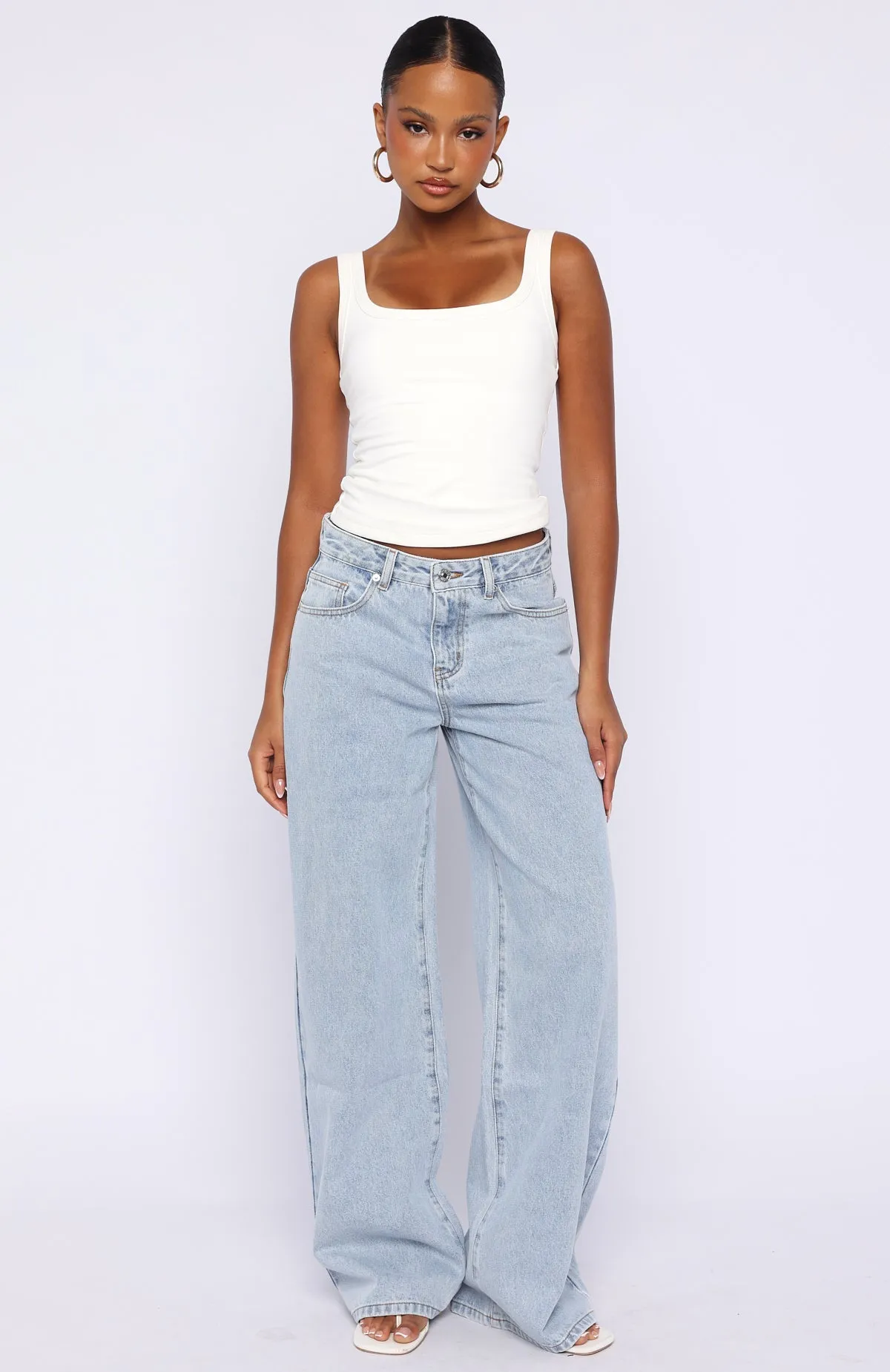 Just My Type Mid Rise Wide Leg Jeans Light Blue sold by White Fox Boutique product image thumbnail 2
