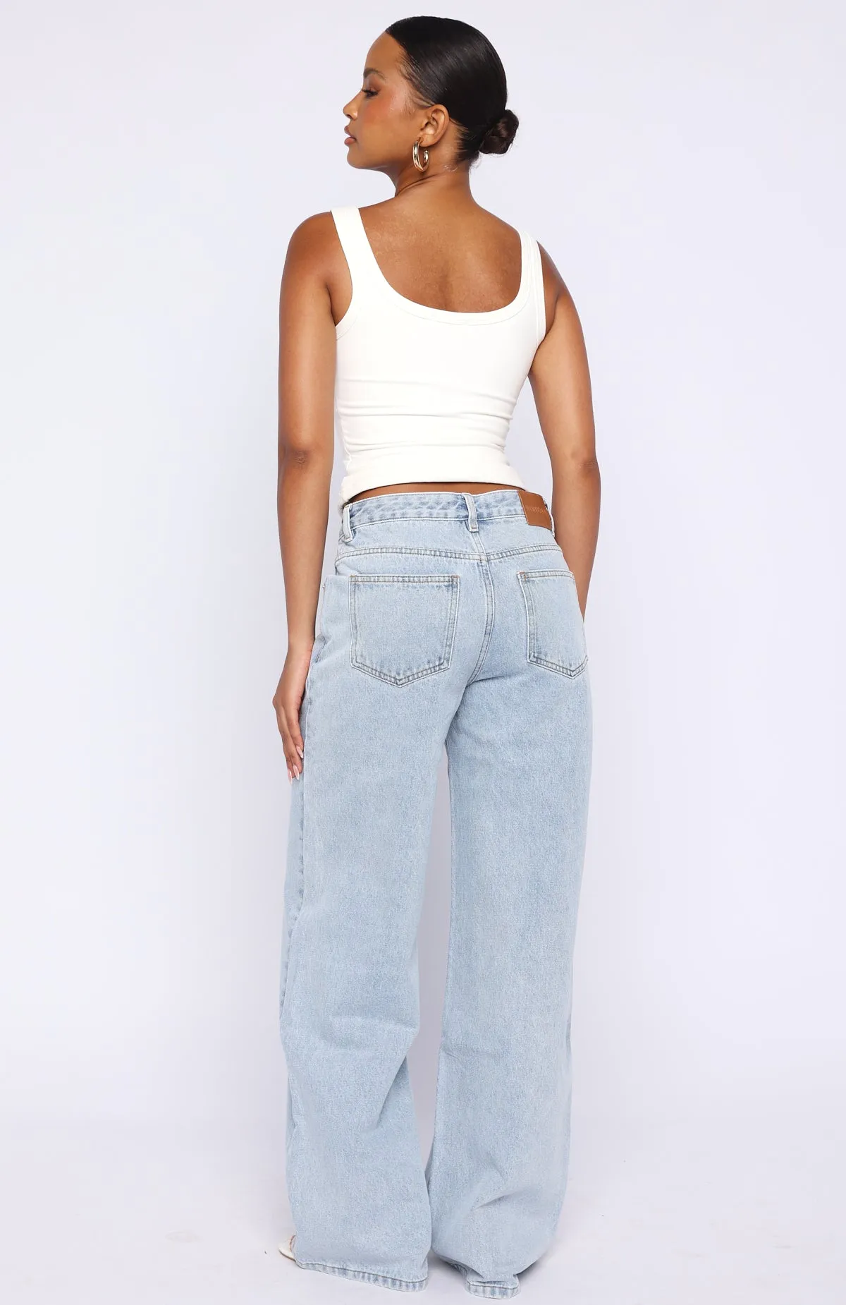 Just My Type Mid Rise Wide Leg Jeans Light Blue sold by White Fox Boutique product image thumbnail 4